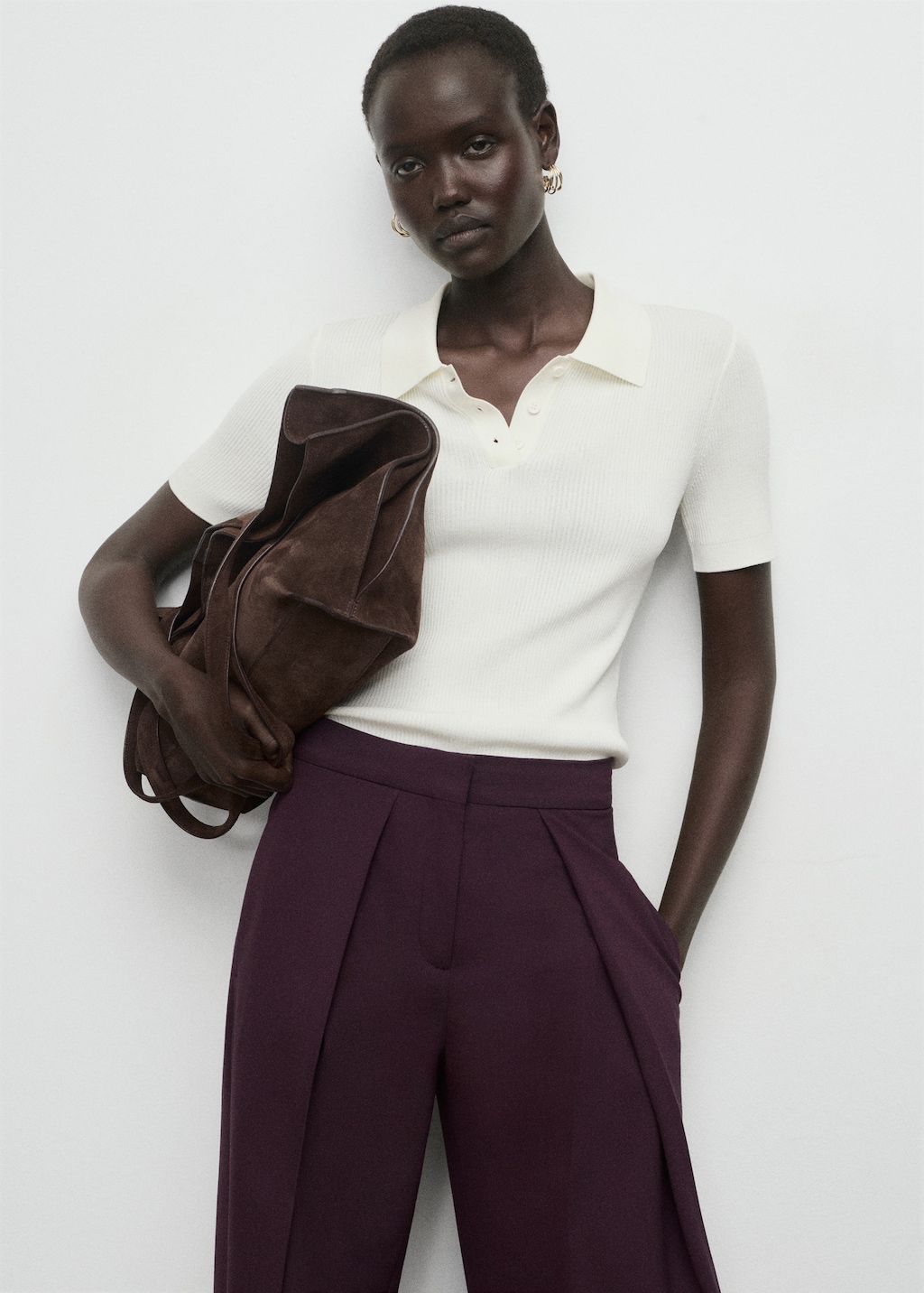 Pleated wide leg trousers