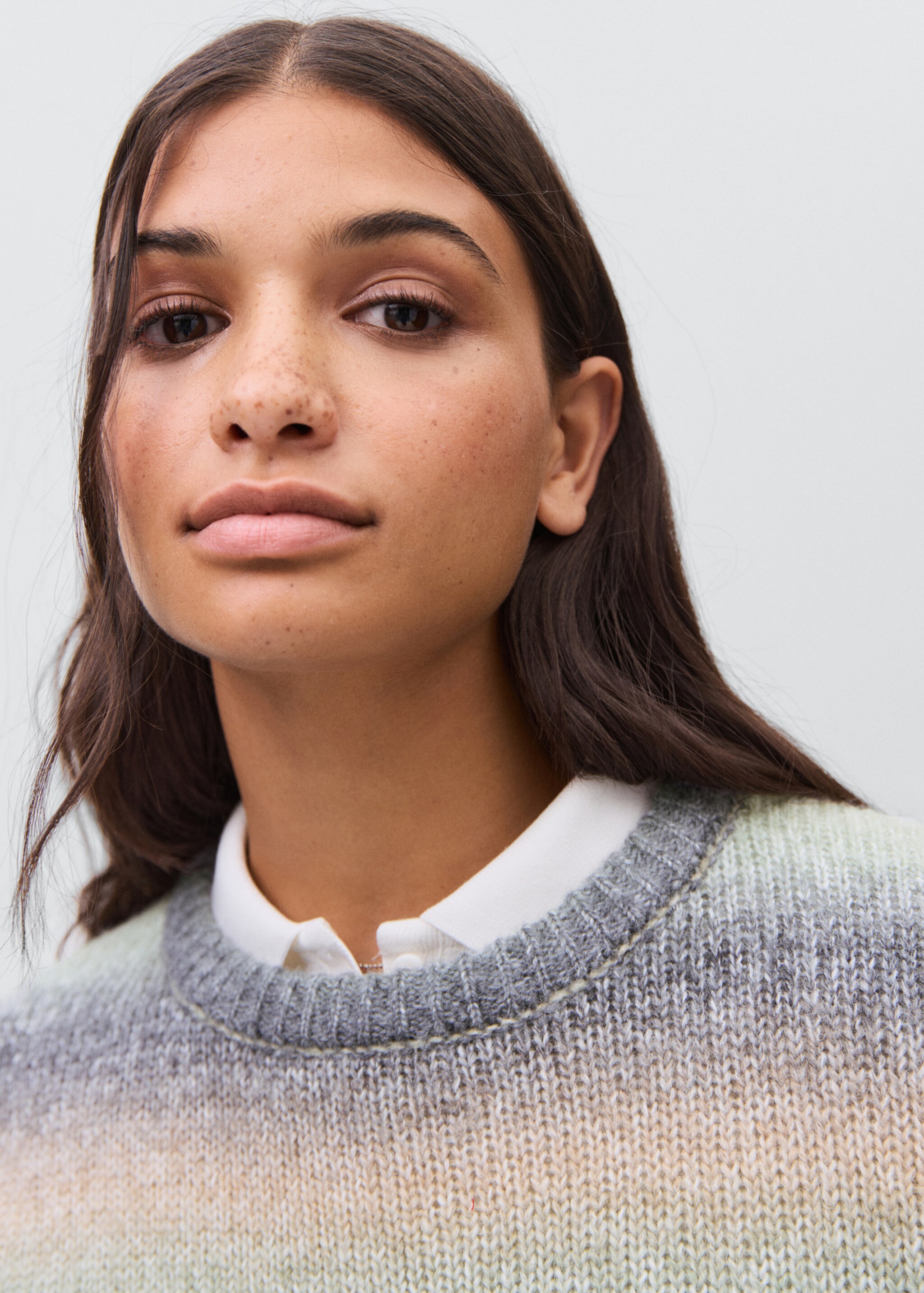 Multi-coloured knit sweater - Details of the article 1, Green. Ref: 17088264-00.