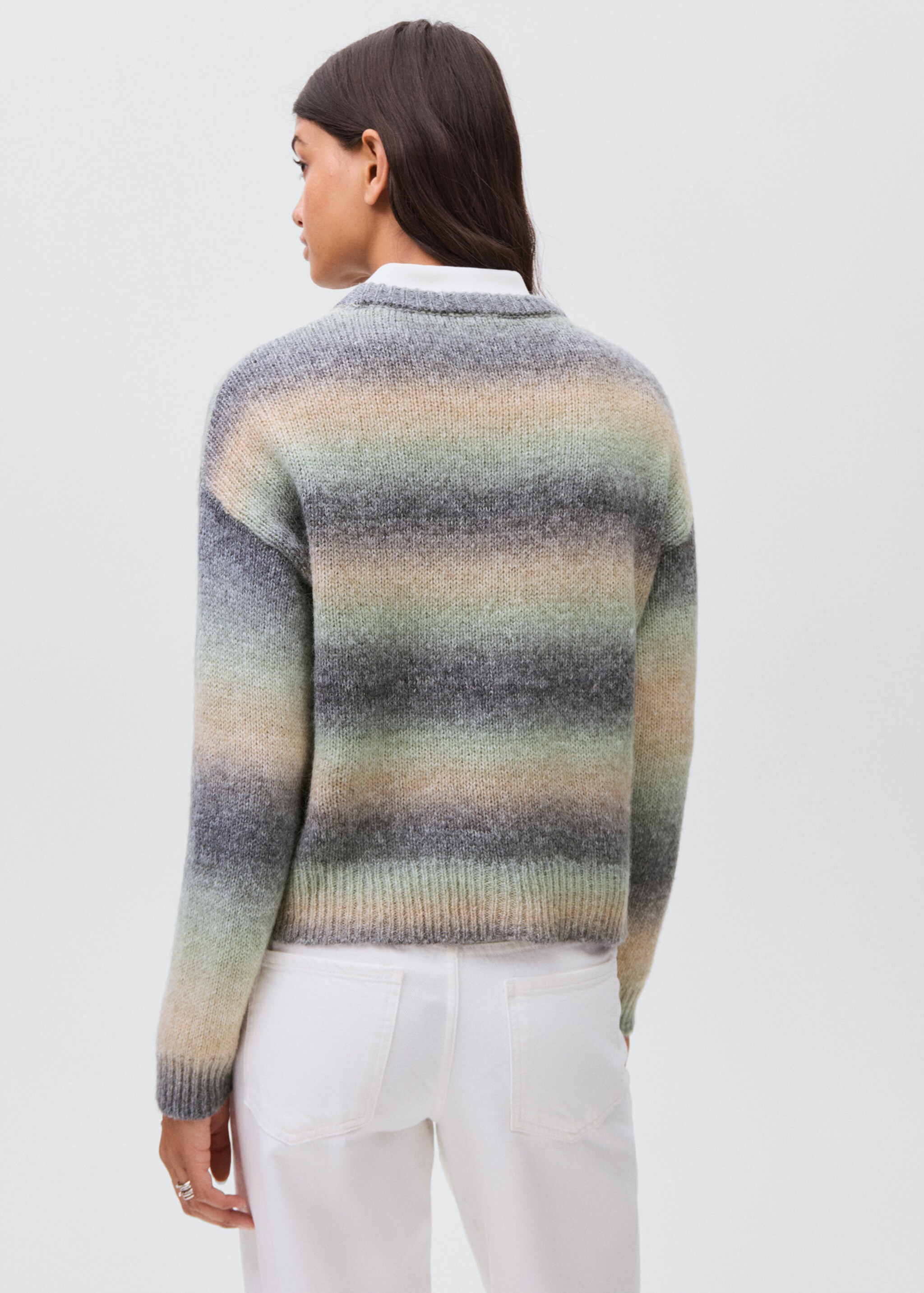 Multi-coloured knit sweater - Reverse of the article, Green. Ref: 17088264-00.