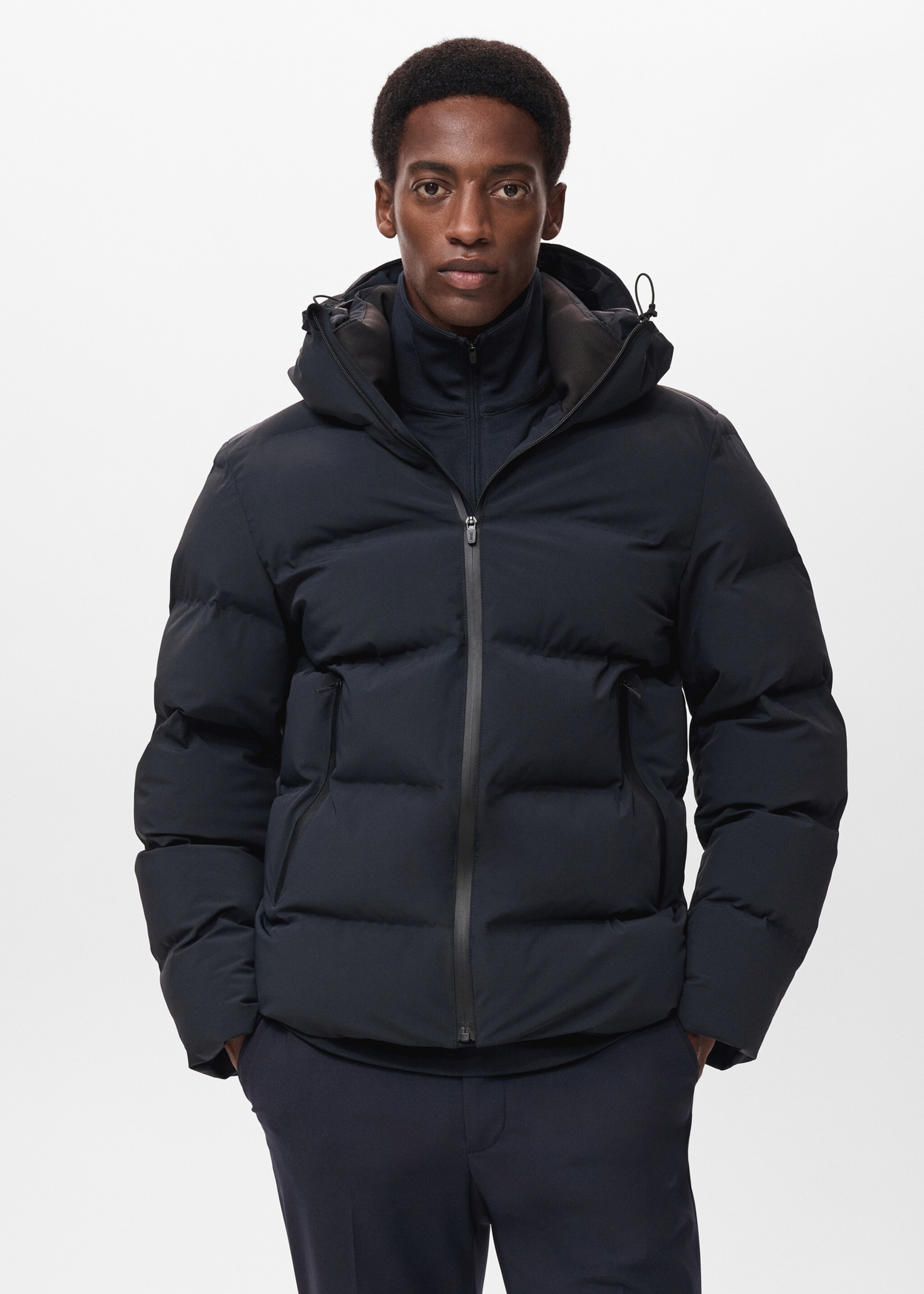 Puffer coat  with waterproof hood - Medium plane, Navy. Ref: 17088265-00.