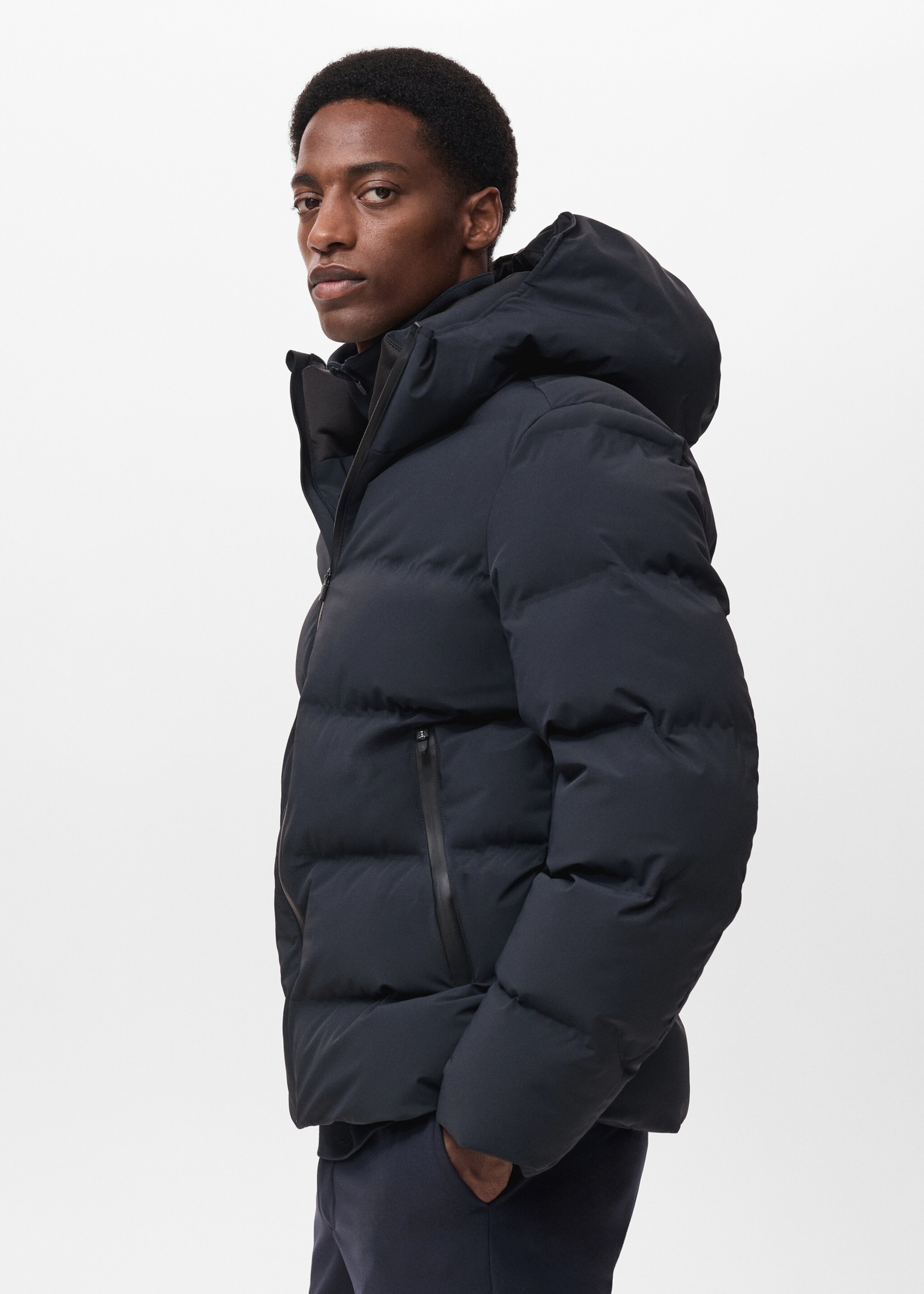 Puffer coat  with waterproof hood - Details of the article 2, Navy. Ref: 17088265-00.