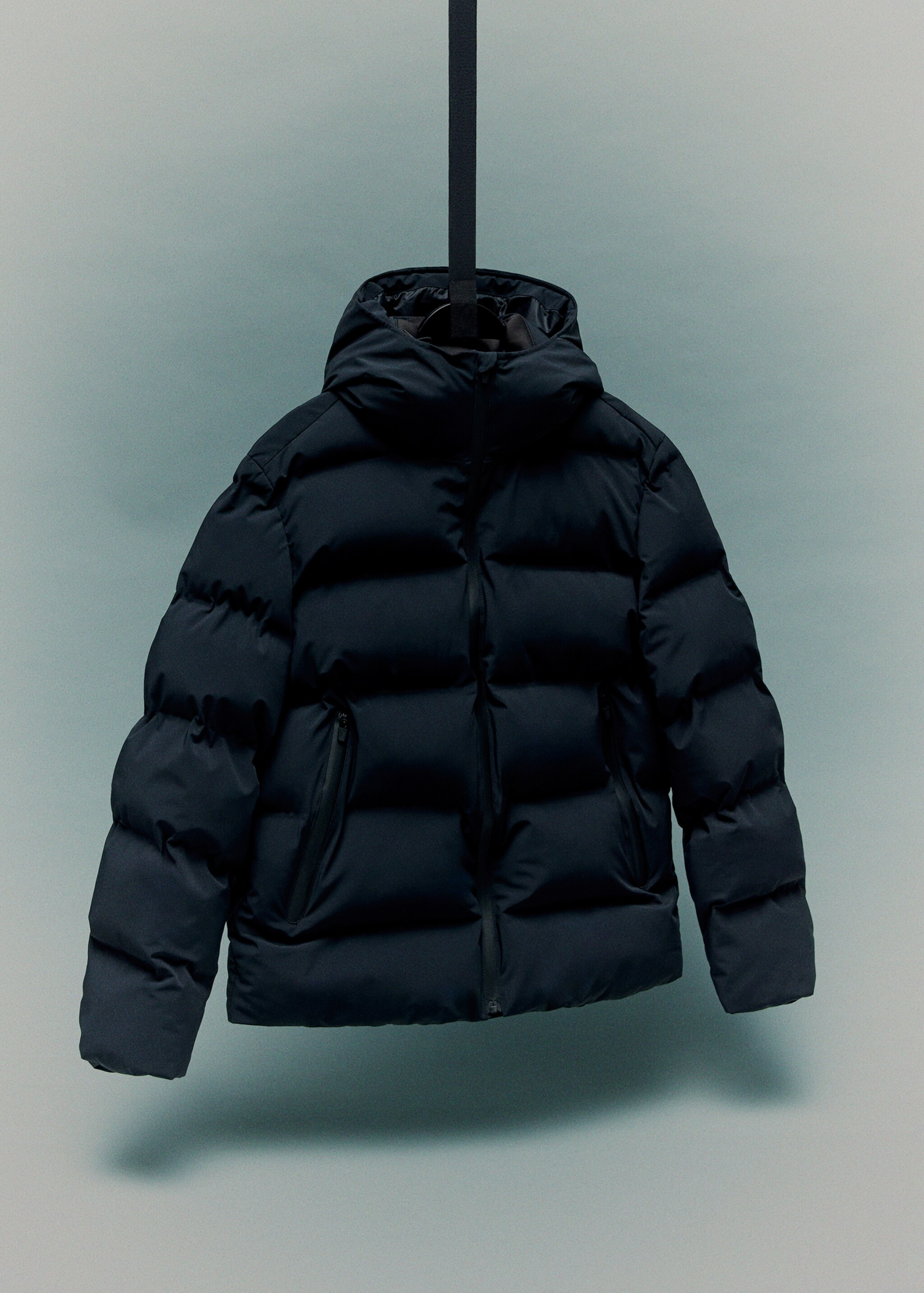 Puffer coat  with waterproof hood - Details of the article 9, Navy. Ref: 17088265-00.