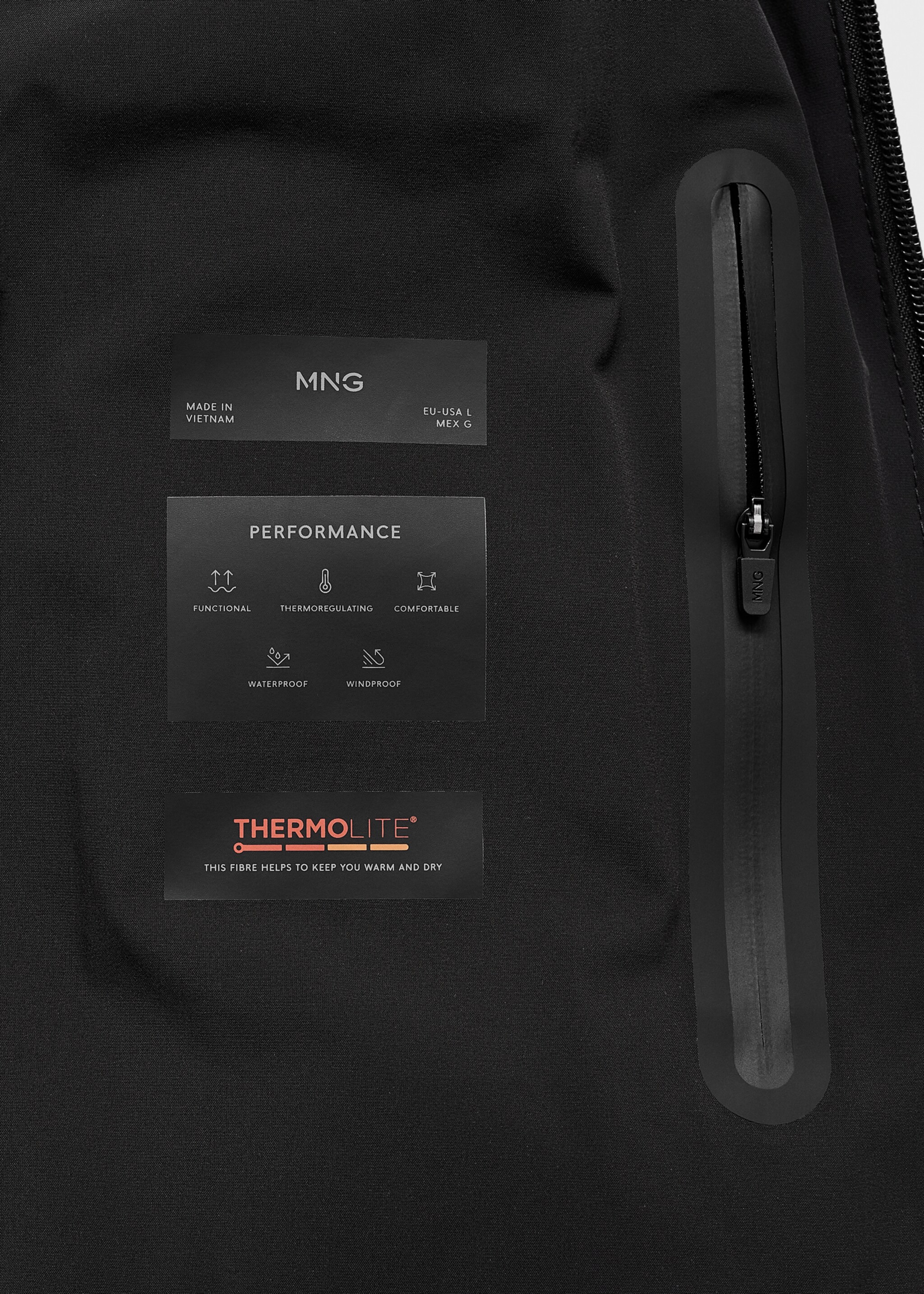 Puffer coat  with waterproof hood - Details of the article 0, Black. Ref: 17088265-00.