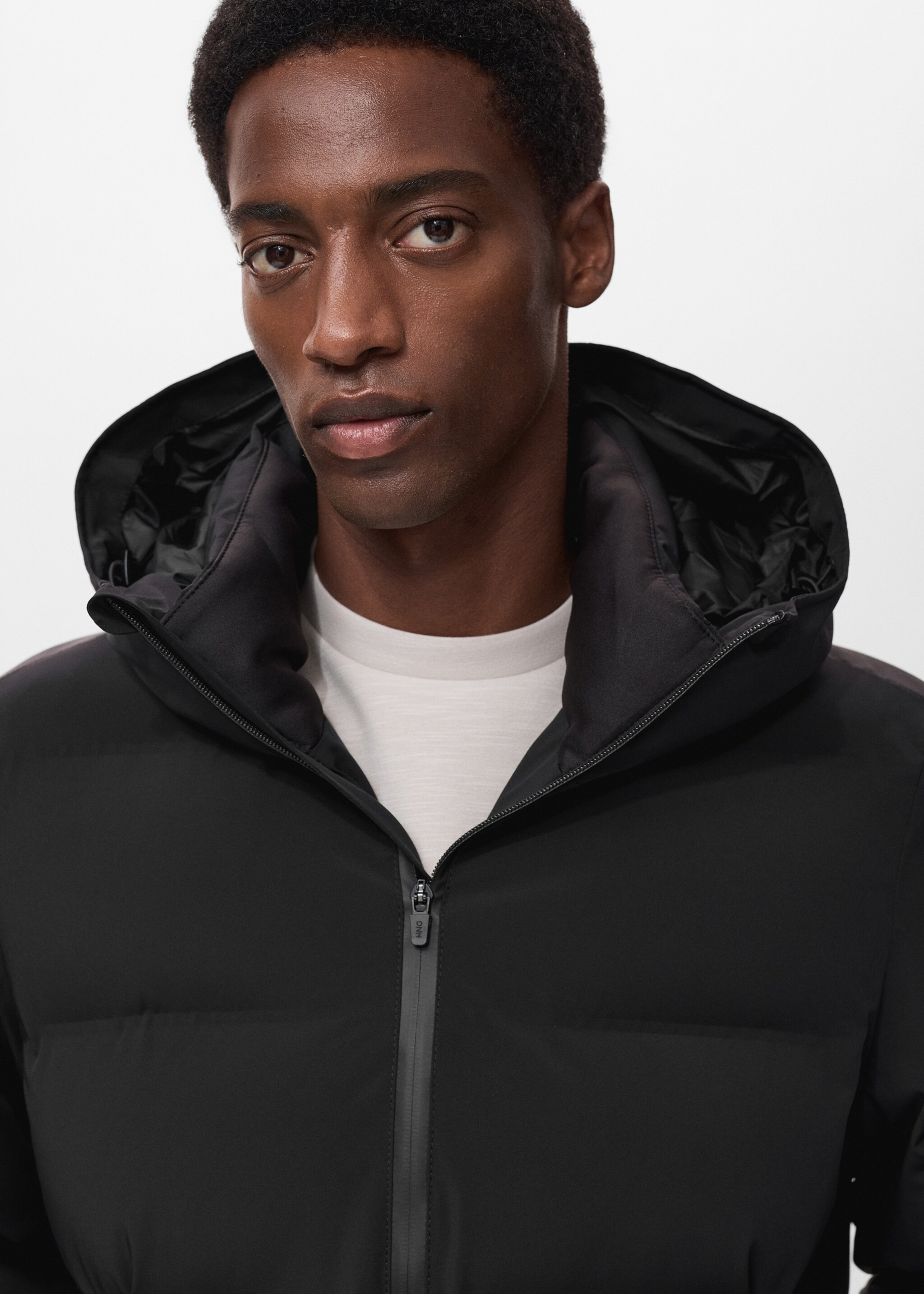 Puffer coat  with waterproof hood - Details of the article 1, Black. Ref: 17088265-00.