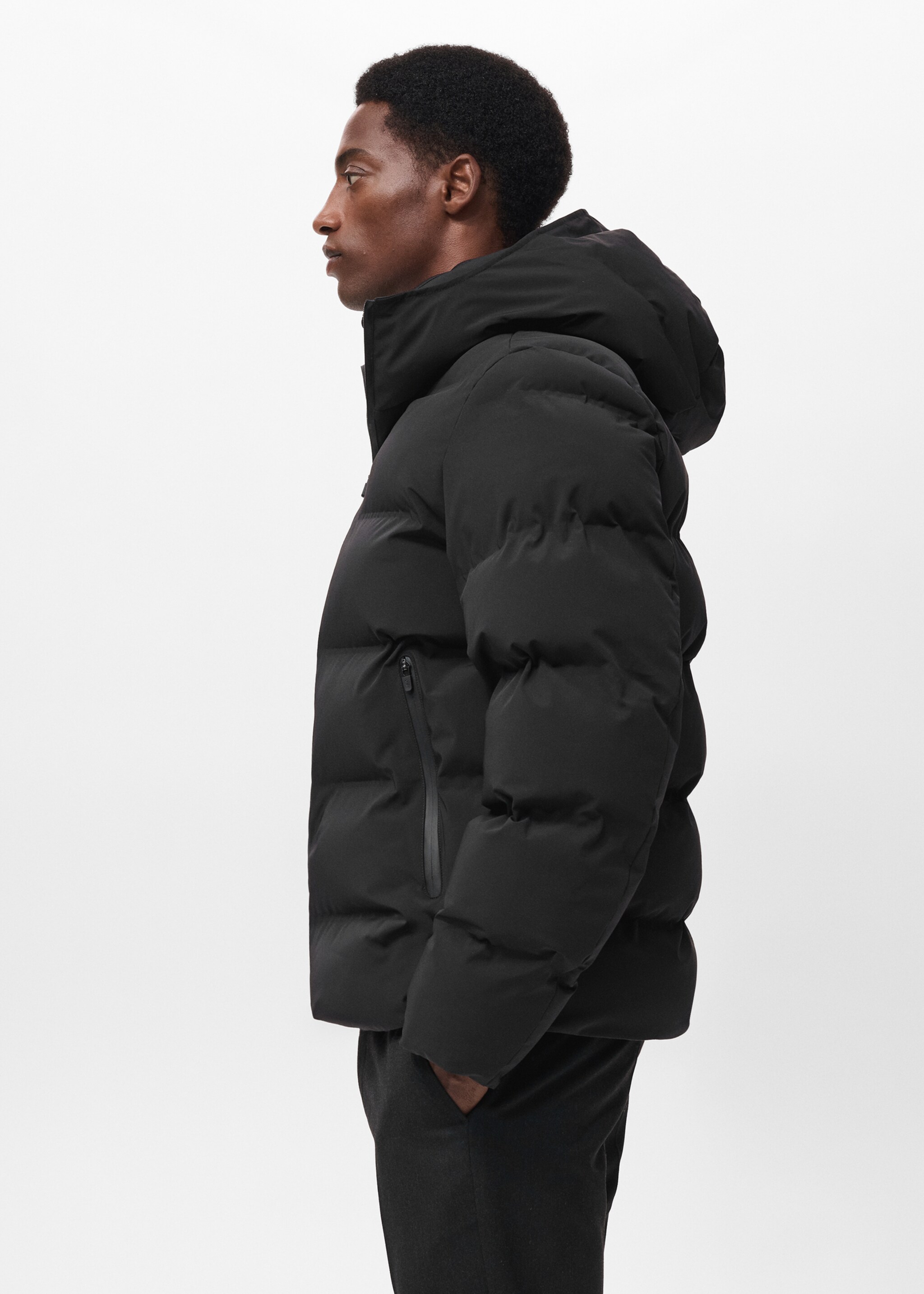 Puffer coat  with waterproof hood - Details of the article 2, Black. Ref: 17088265-00.