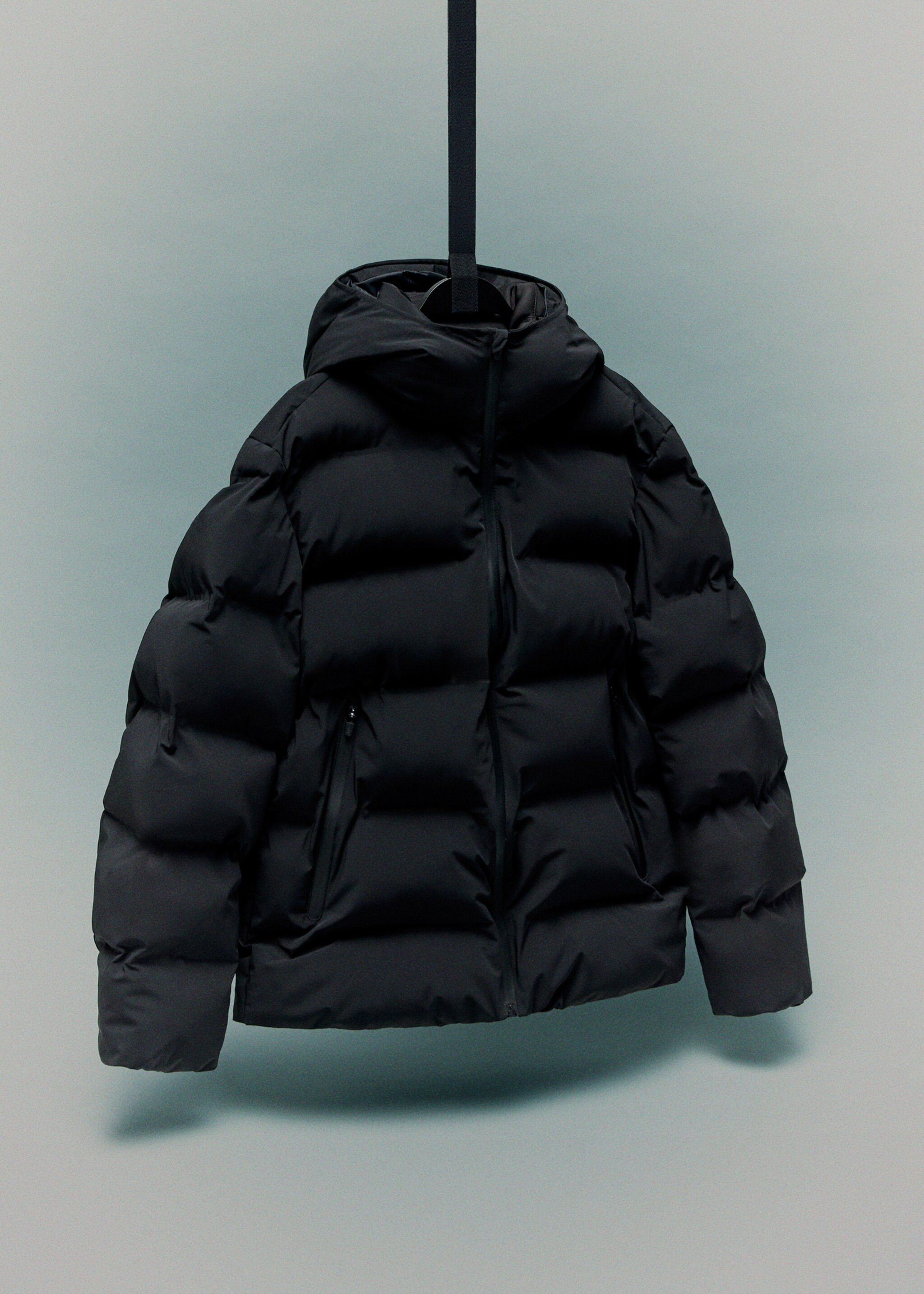 Puffer coat  with waterproof hood - Details of the article 9, Black. Ref: 17088265-00.