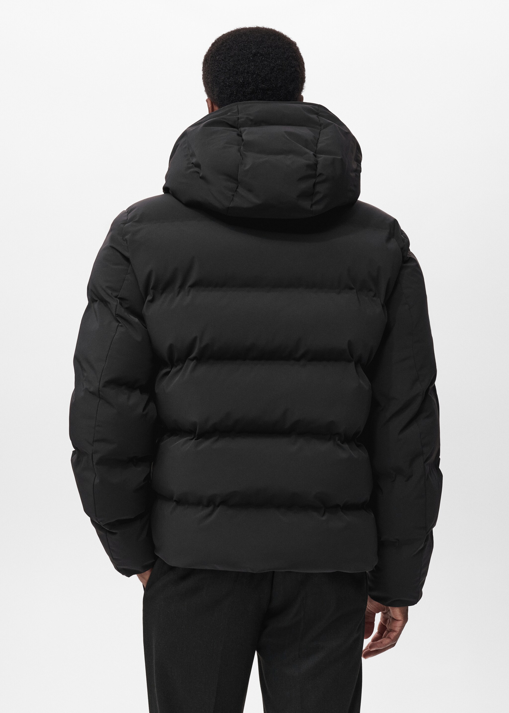 Puffer coat  with waterproof hood - Reverse of the article, Black. Ref: 17088265-00.