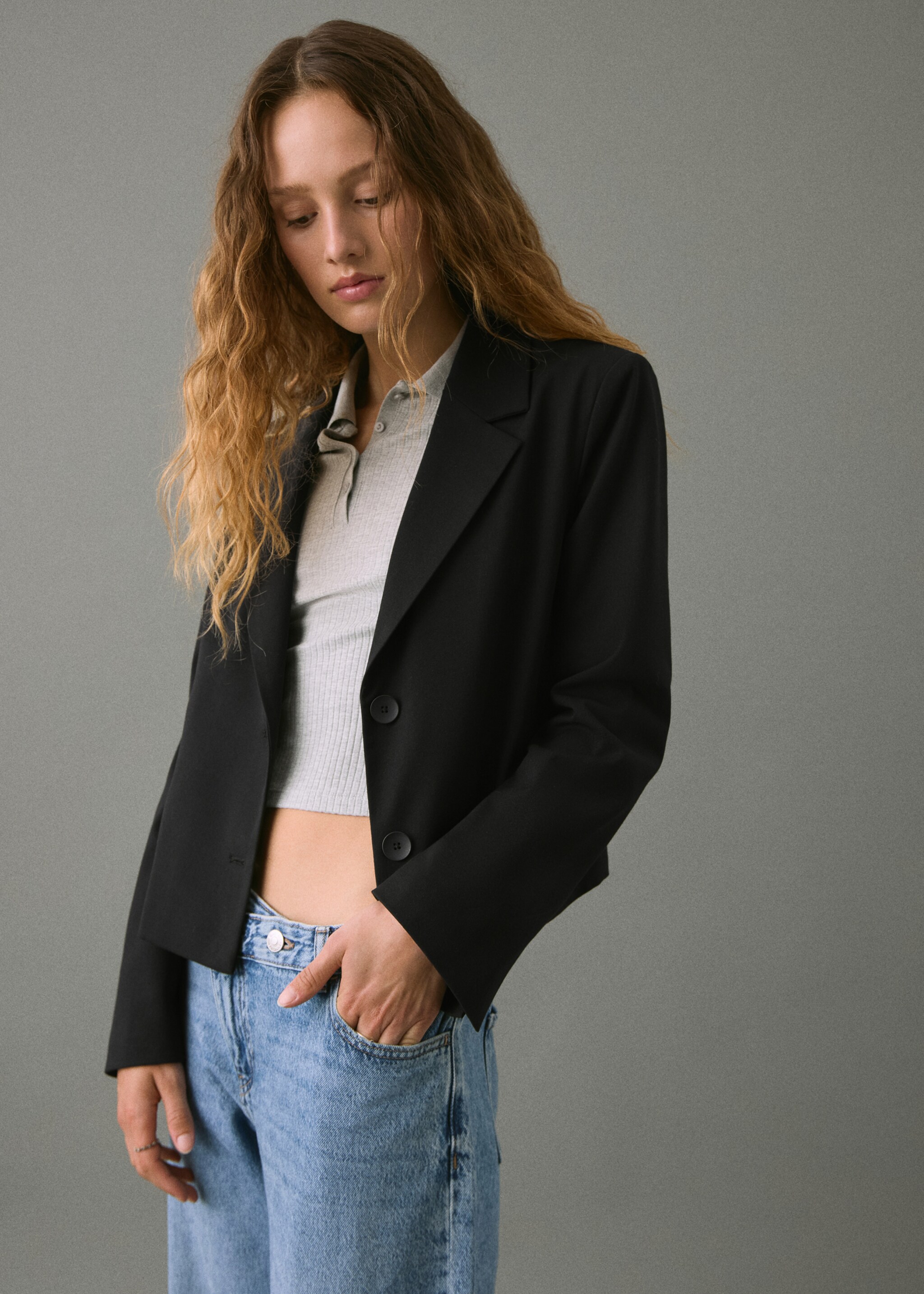 Jacket with short lapels - Medium plane, Black. Ref: 17088267-00.