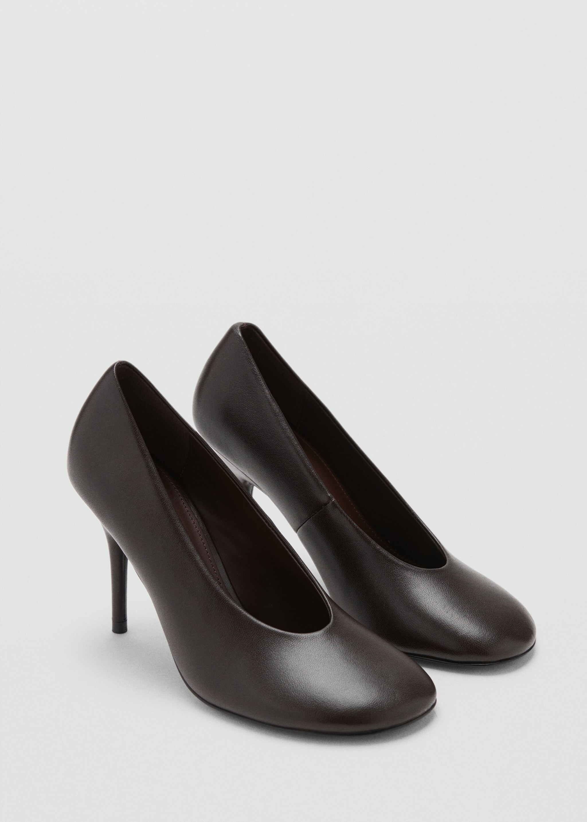 Round-toe leather high-heeled shoes - Medium plane, Chocolate. Ref: 17088270-00.