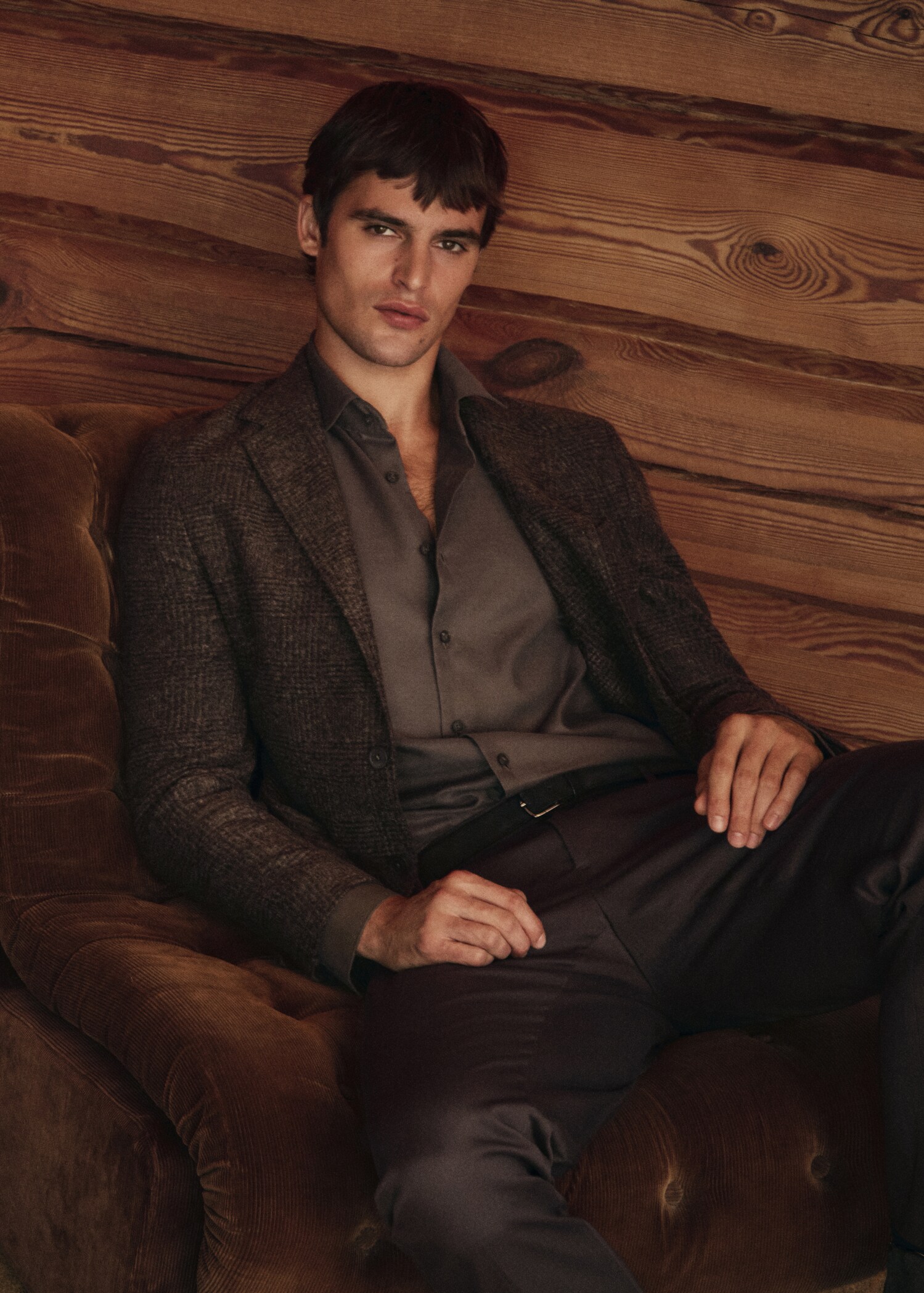 Slim-fit micro-check wool-blend jacket - Details of the article 3