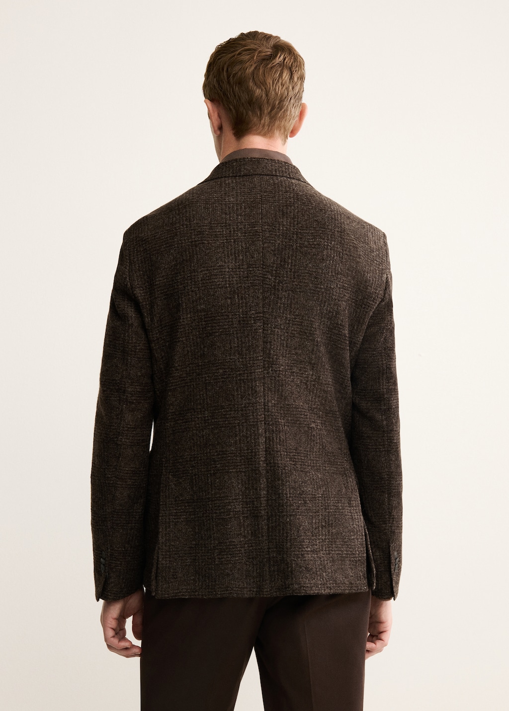 Slim-fit micro-check wool-blend jacket