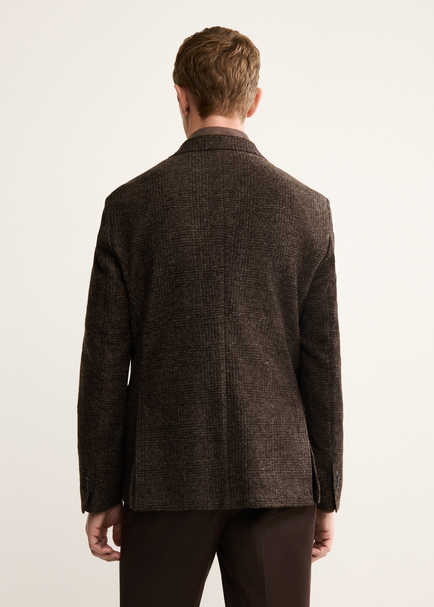 Blazer de lã slim fit de microquadrados - Verso do artigo