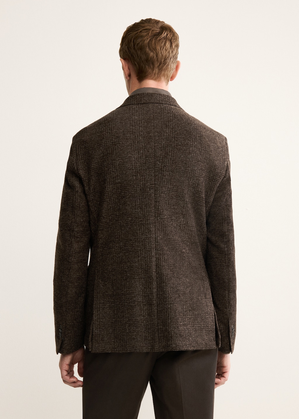 Slim-fit micro-check wool-blend jacket