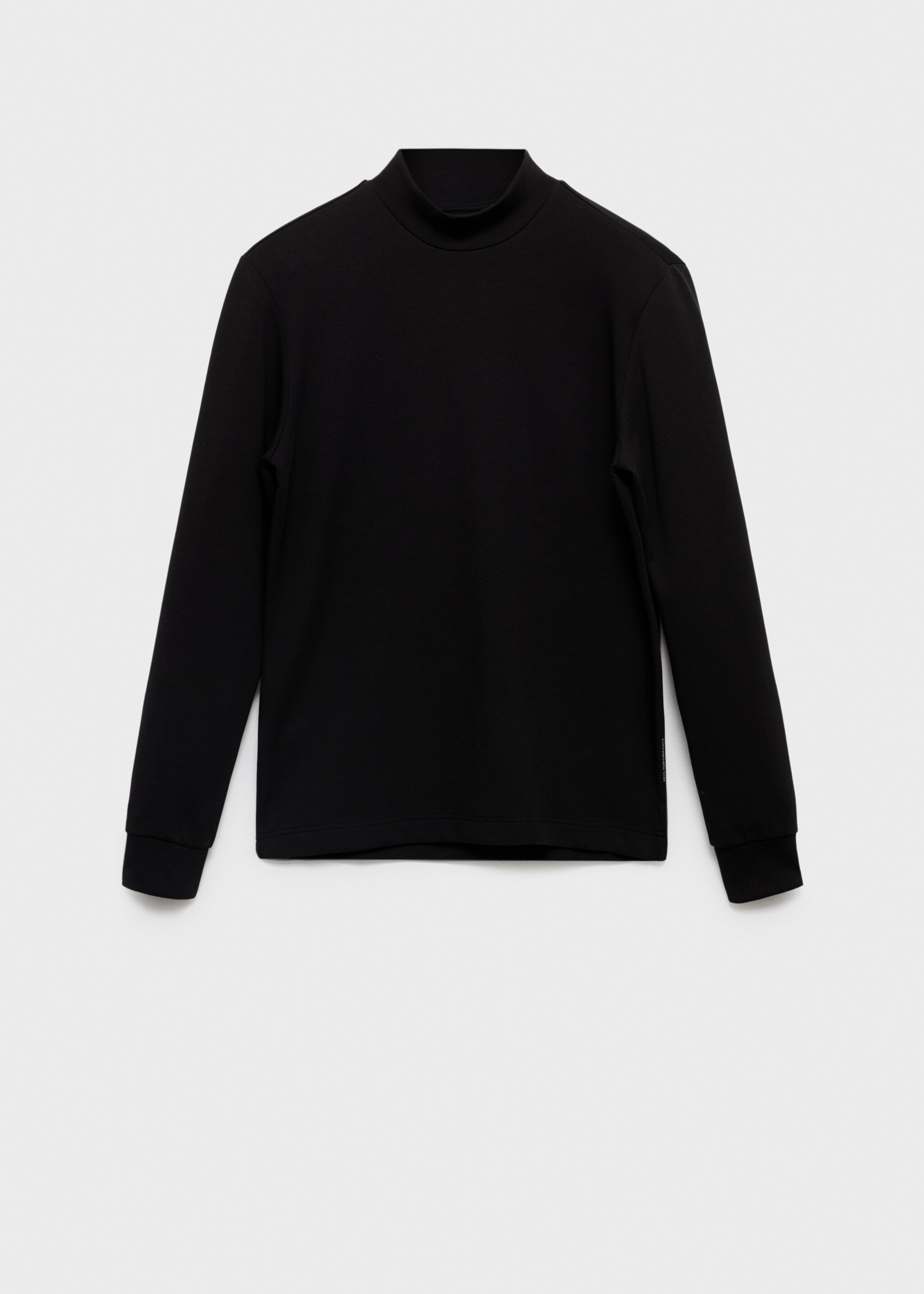 Perkins-neck long-sleeved t-shirt - Article without model, Black. Ref: 17088276-00.