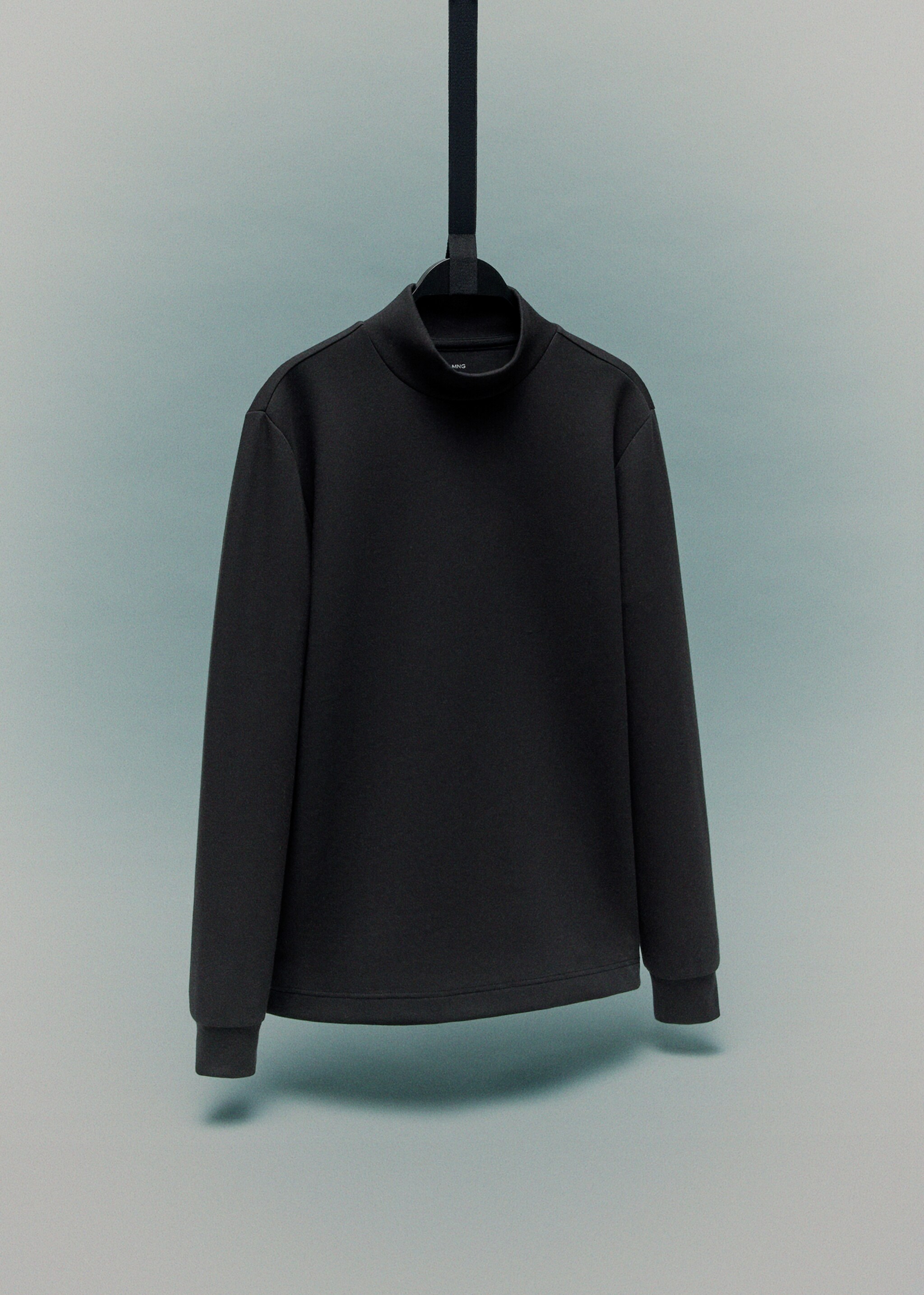 Perkins-neck long-sleeved t-shirt - Details of the article 9, Black. Ref: 17088276-00.