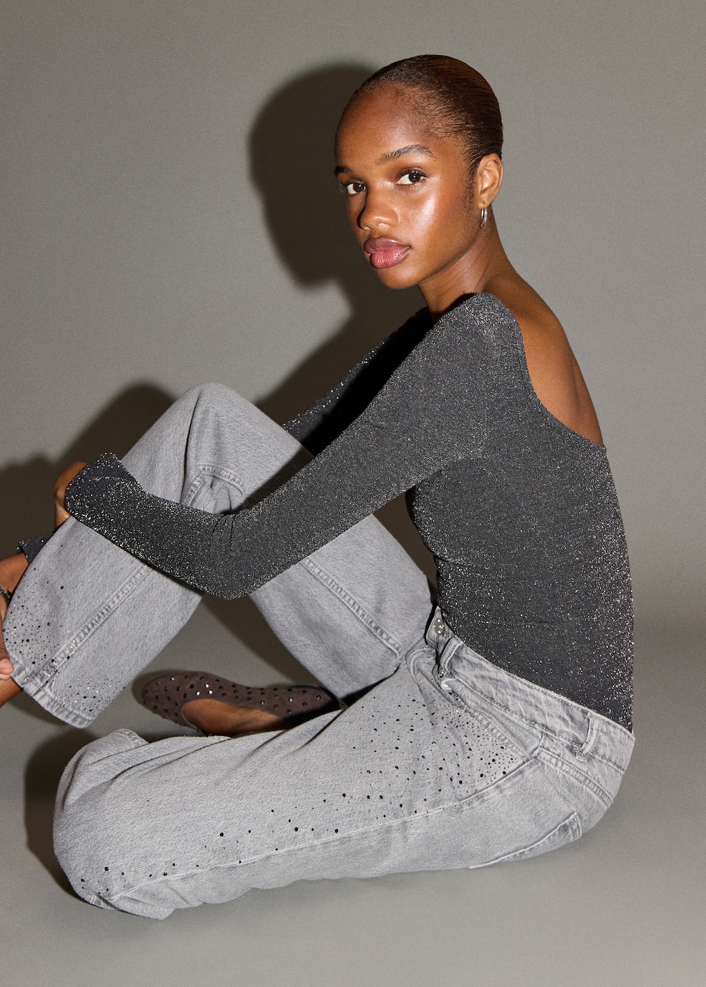 Open-back lurex bodysuit