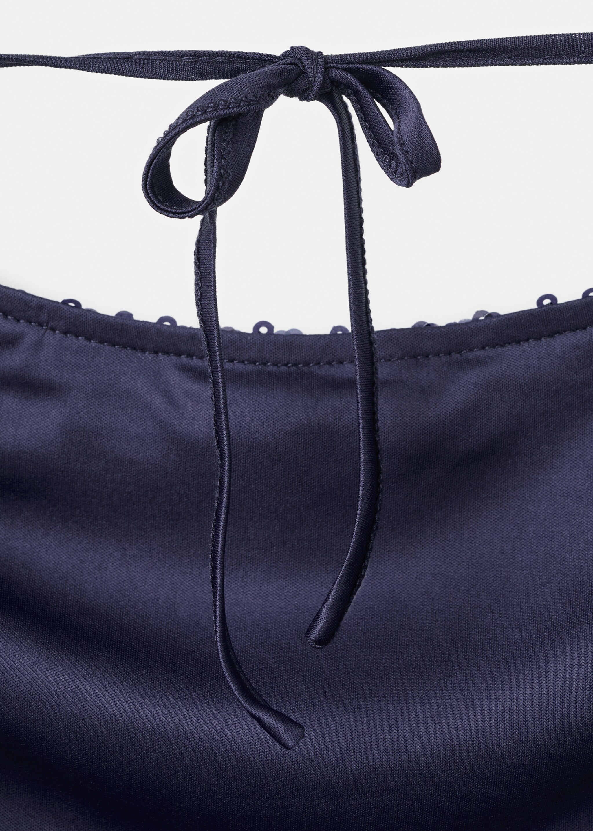 Long-sleeved sequin dress - Details of the article 0, Navy. Ref: 17088279-00.
