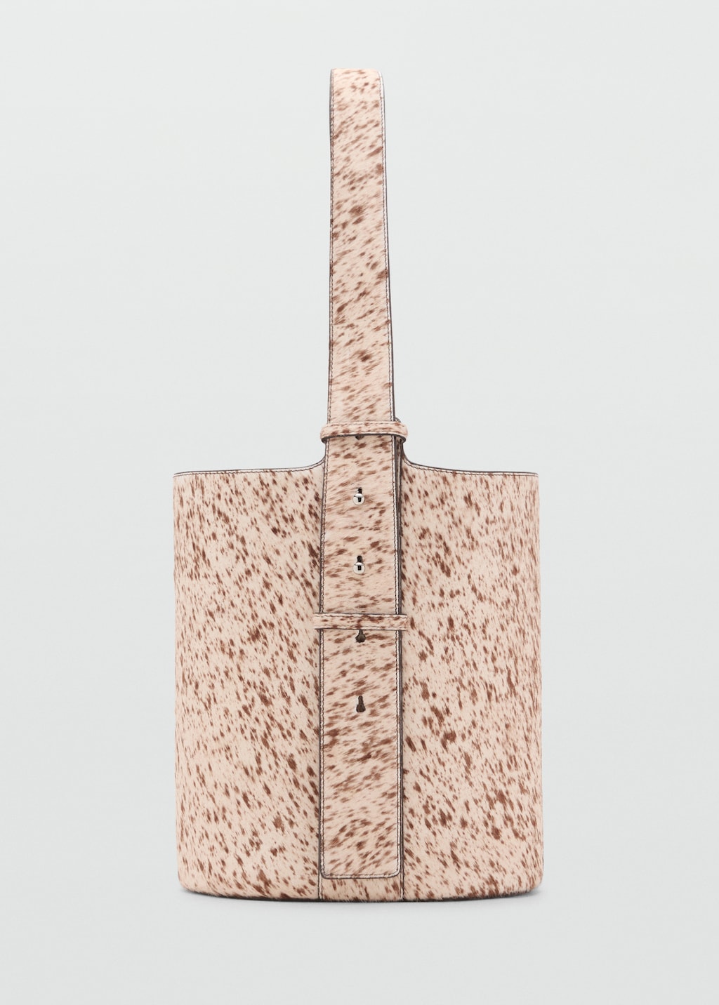 Leather and fur bucket bag