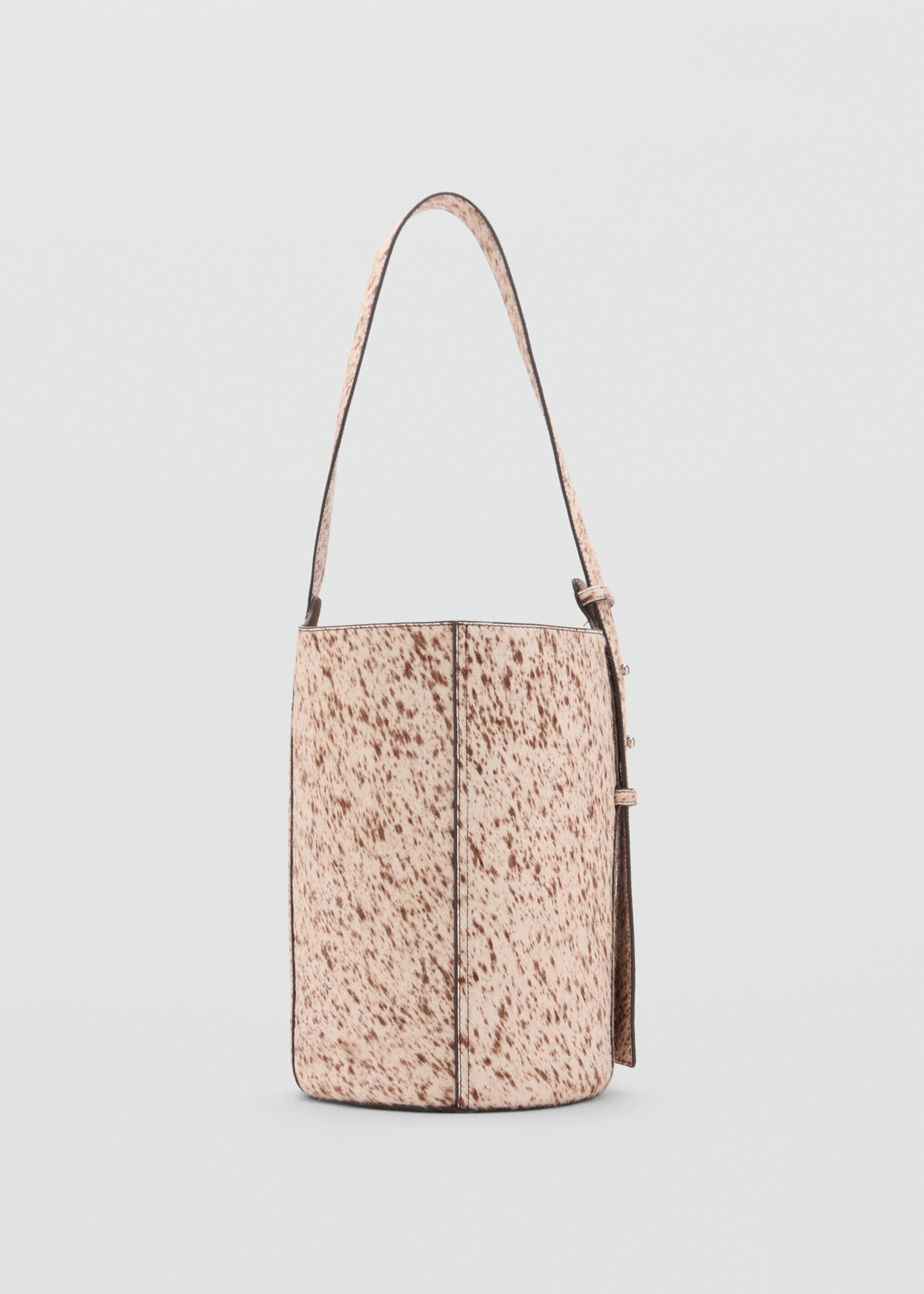Leather and fur bucket bag - Details of the article 1, Brown. Ref: 17088284-00.