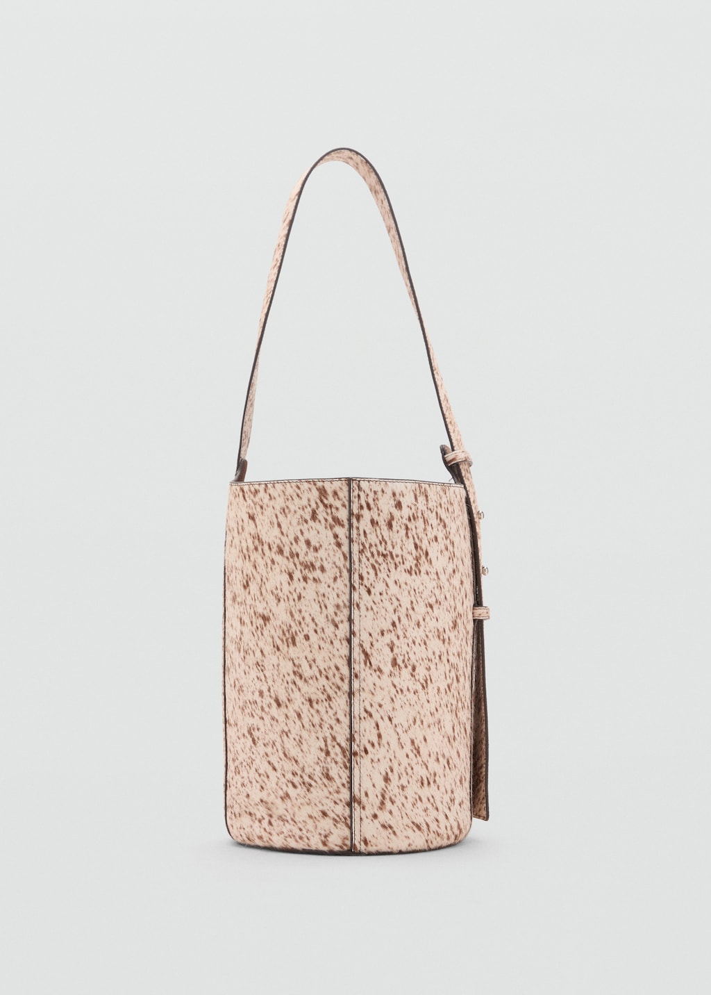 Leather and fur bucket bag