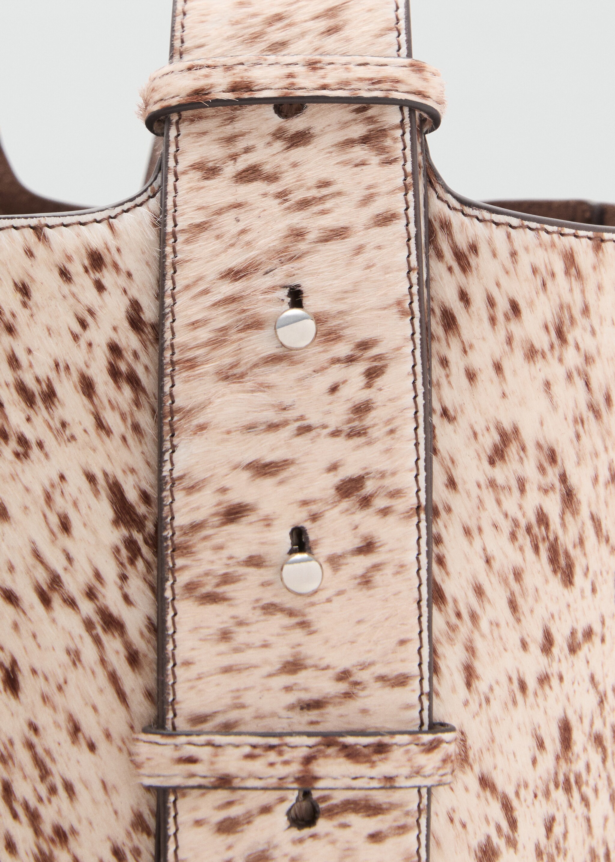 Leather and fur bucket bag - Details of the article 2, Brown. Ref: 17088284-00.