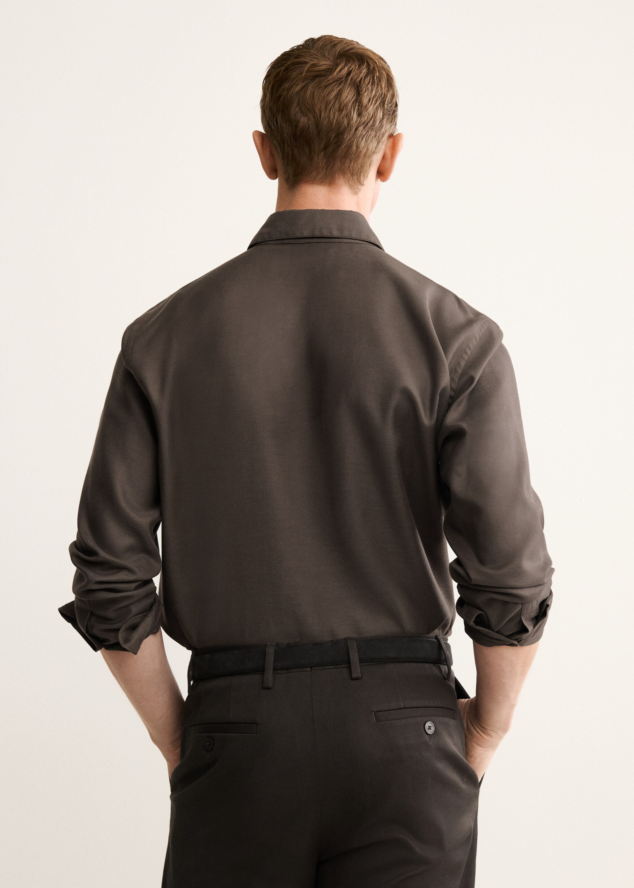 Camisa classic-fit algodón - Reverso del artículo, Marrón. Ref: 17088288-00.