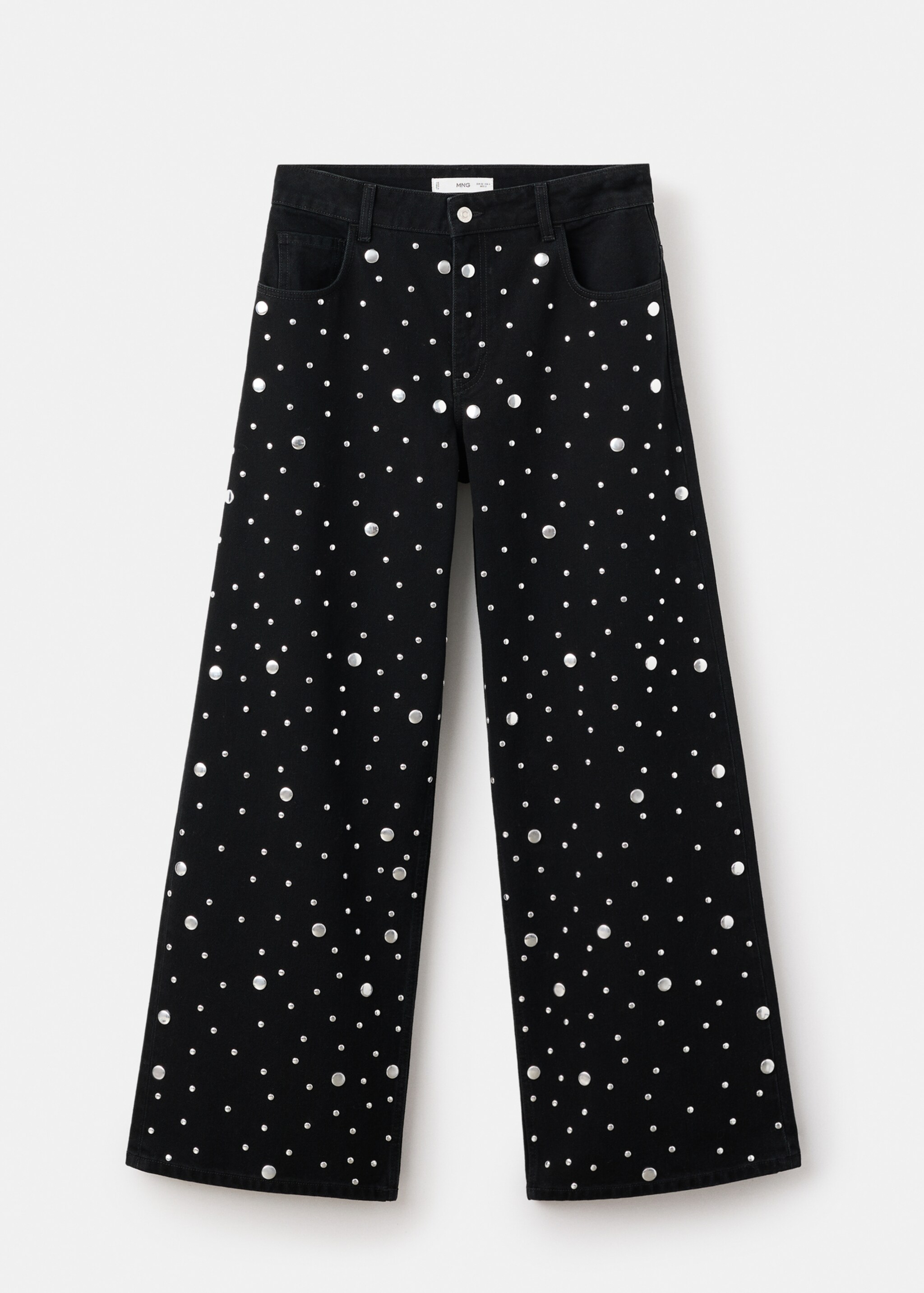 Straight-fit jeans with studs - Article without model, Black denim. Ref: 17088289-00.