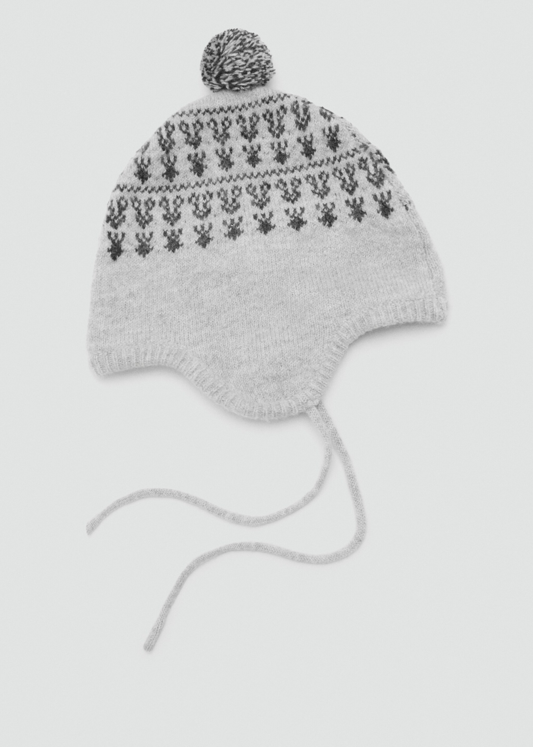 Bobble hat with jacquard pattern - Article without model, Grey. Ref: 17088632-00.