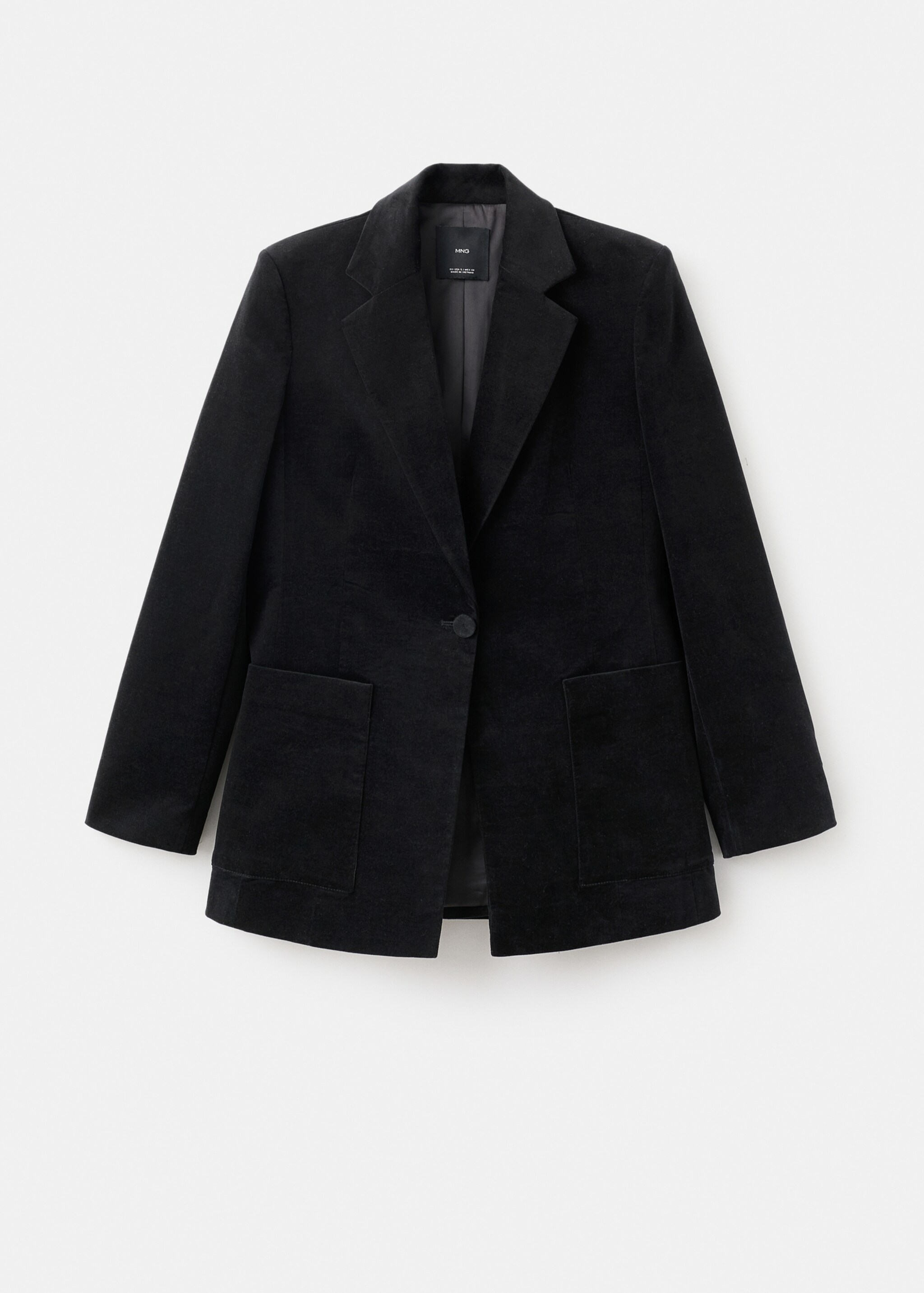 Blazer velvetón bolsillos - Artículo sin modelo, Negro. Ref: 17088636-00.