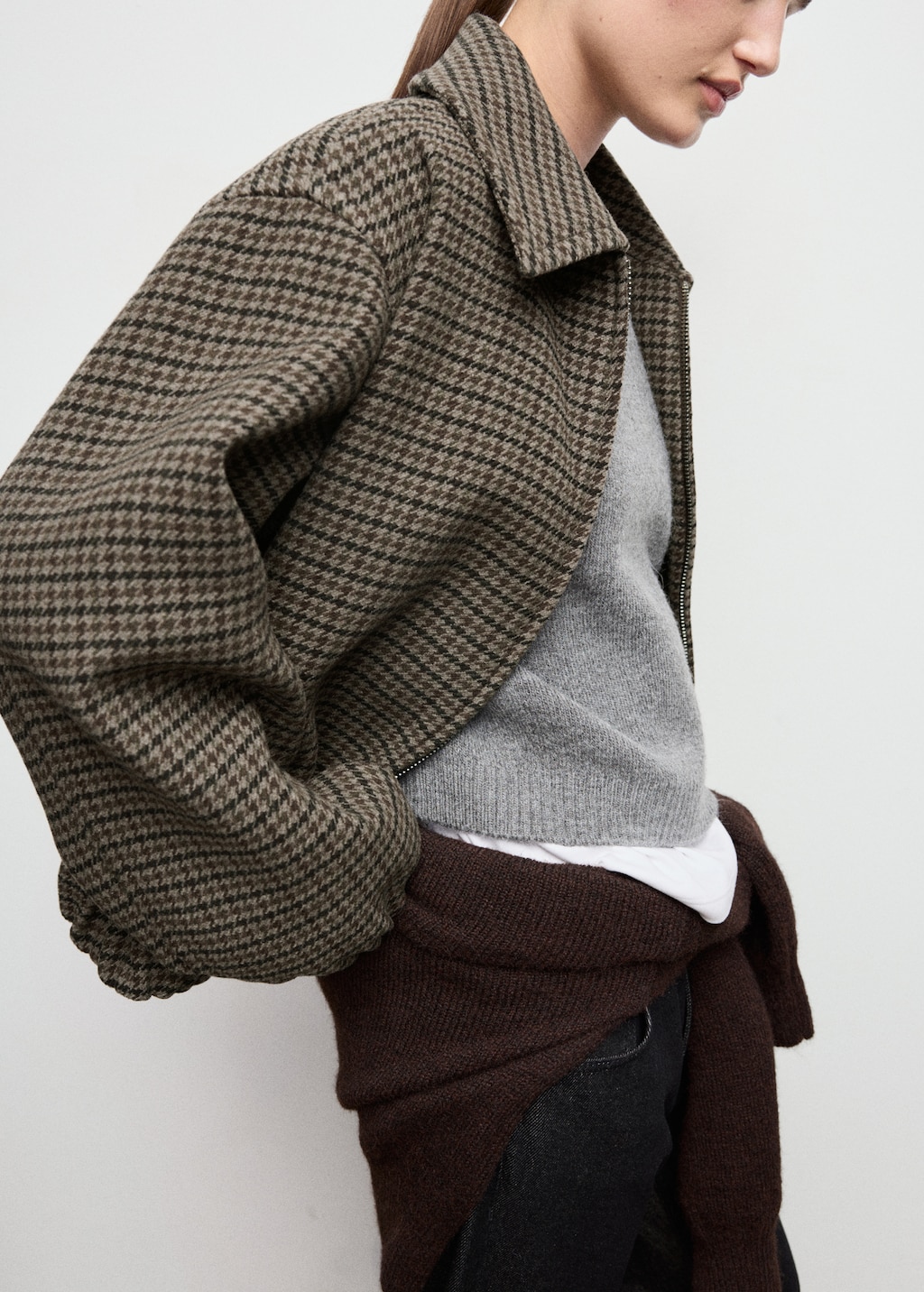 Houndstooth wool jacket