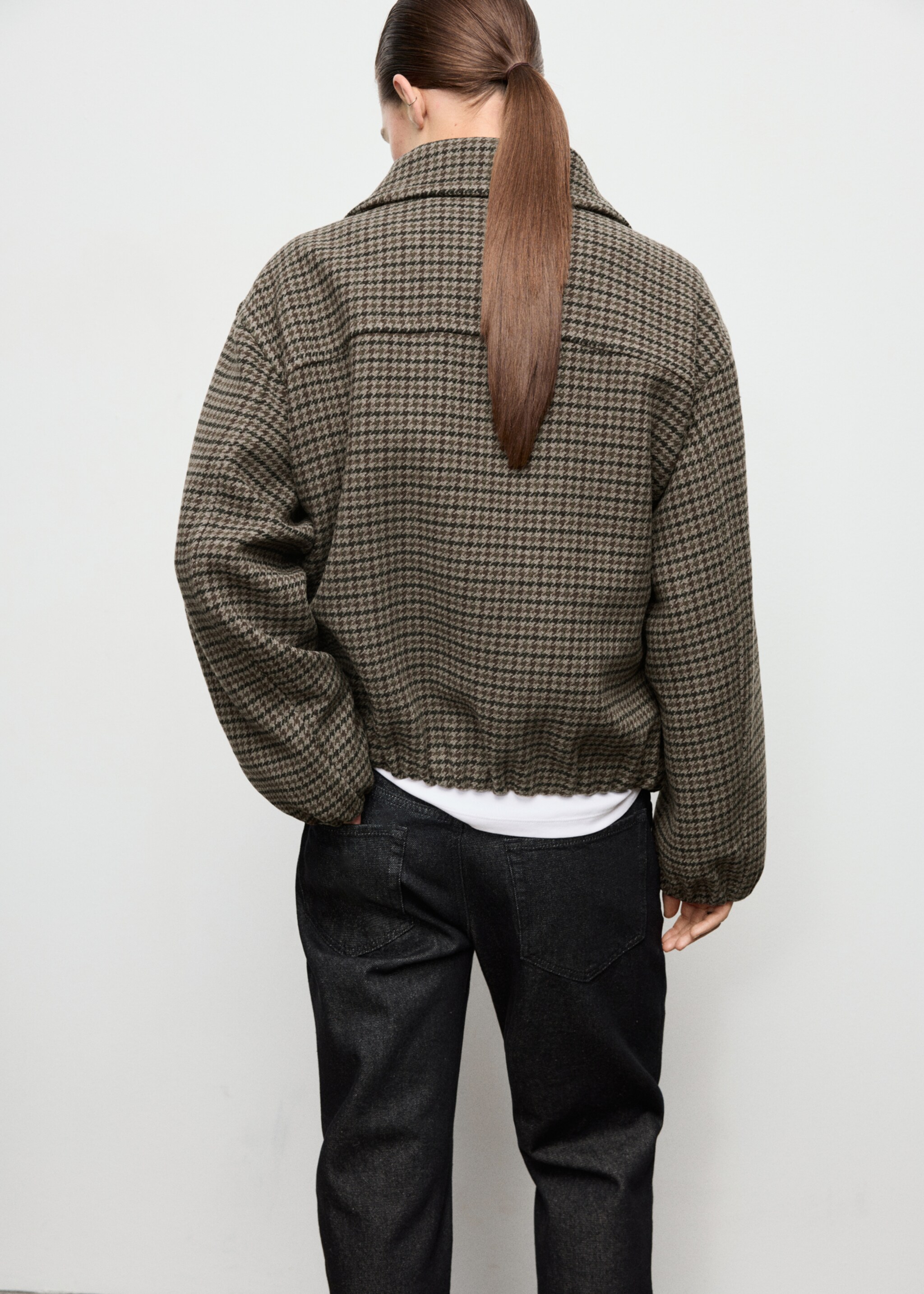 Veste laine pied-de-poule - Verso de l’article, Marron. Ref: 17088640-00.