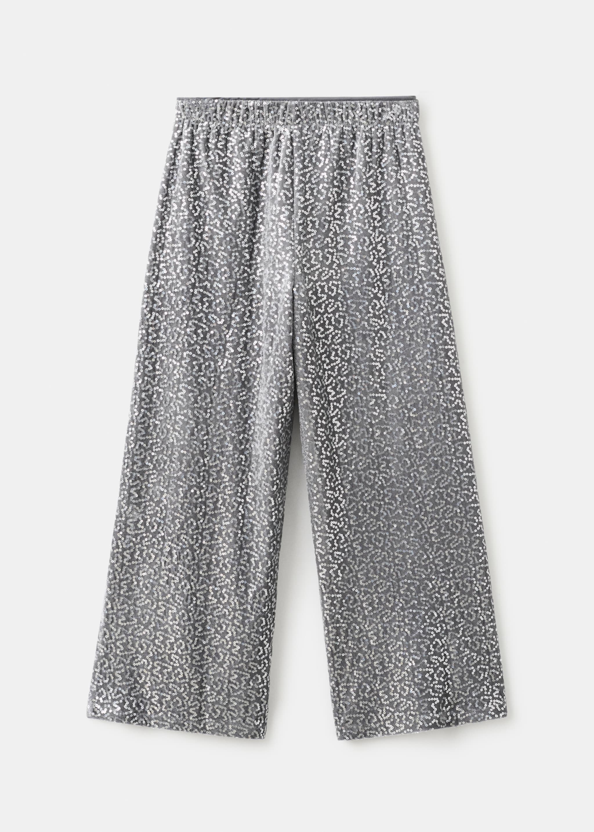 Culotte sequin trousers - Reverse of the article, Silver. Ref: 17089095-00.