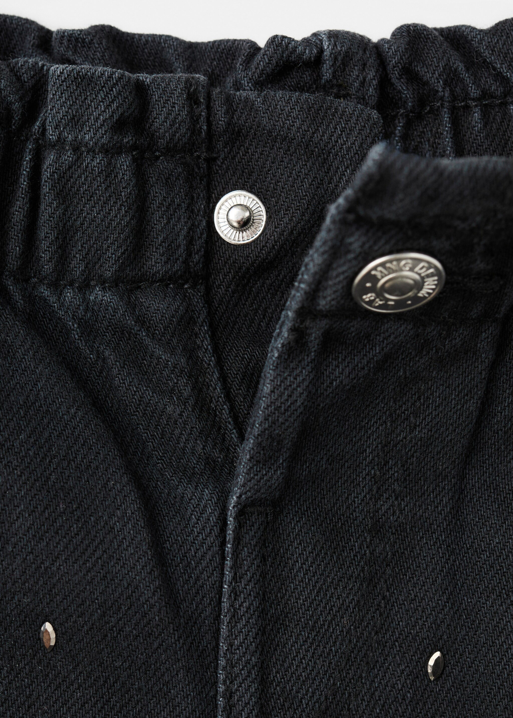 Straight jeans with rhinestone detail - Details of the article 8, Black denim. Ref: 17089098-00.
