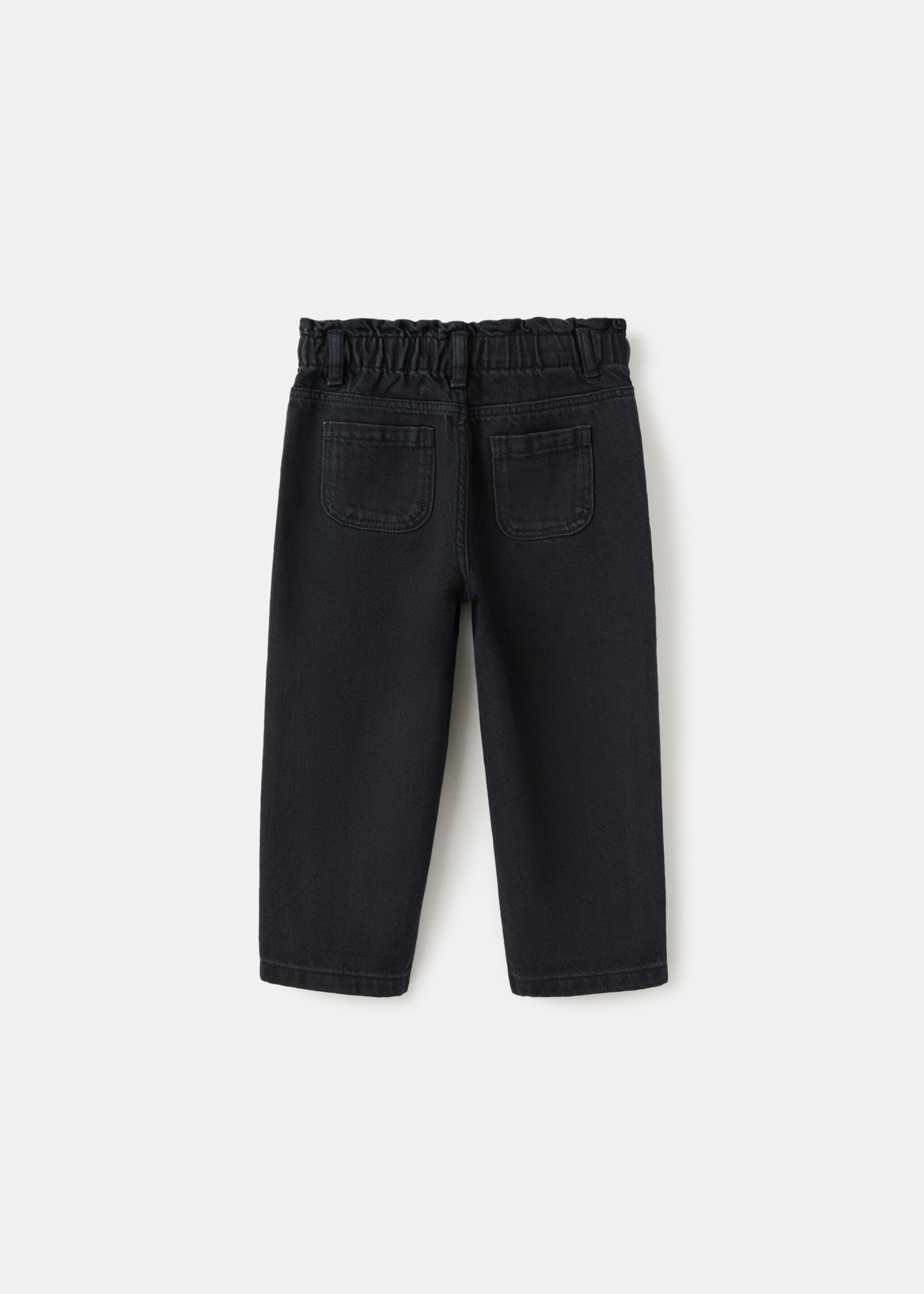 Straight jeans with rhinestone detail - Reverse of the article, Black denim. Ref: 17089098-00.
