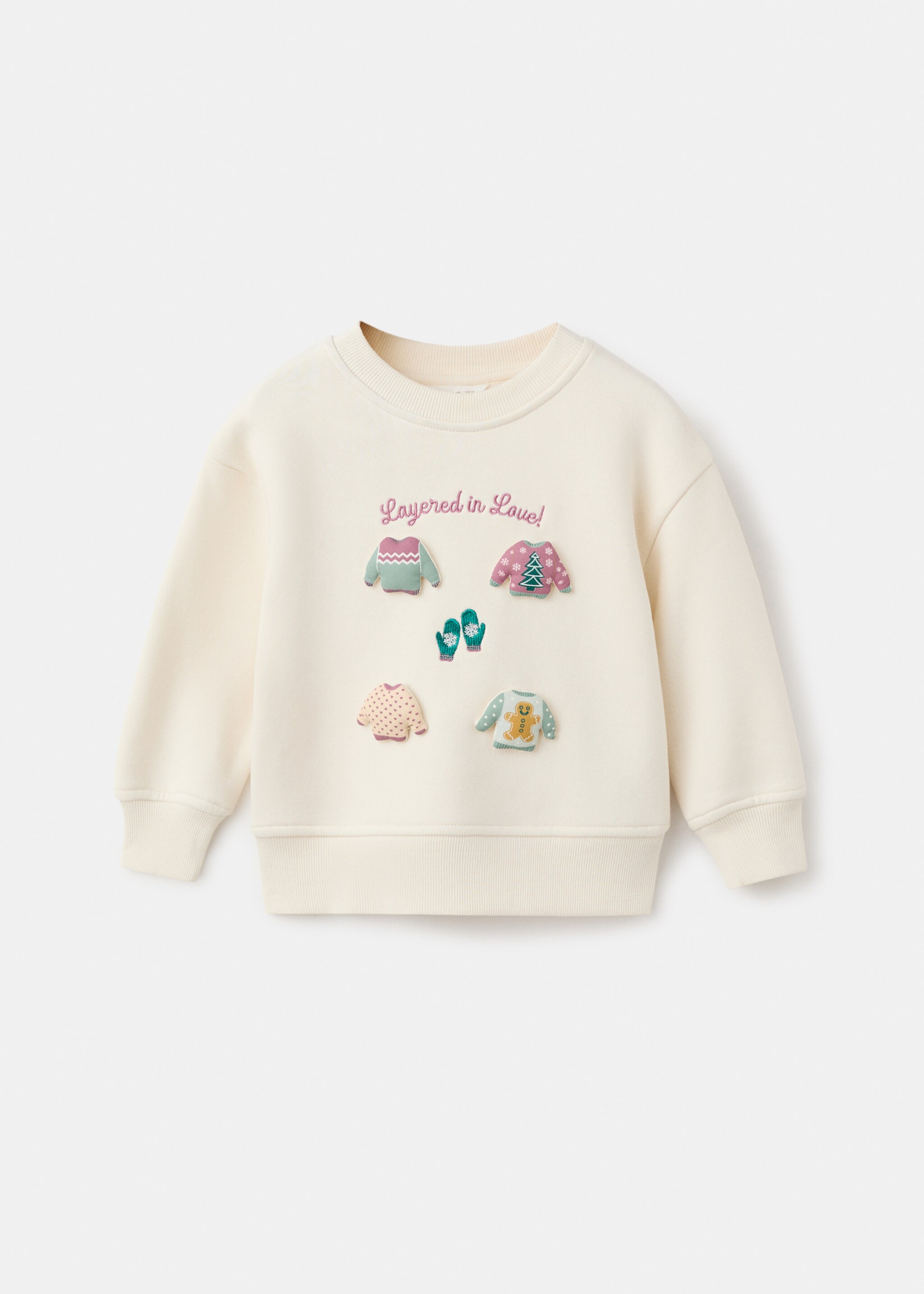 Patch sweatshirt - Article without model, Ecru. Ref: 17089100-00.