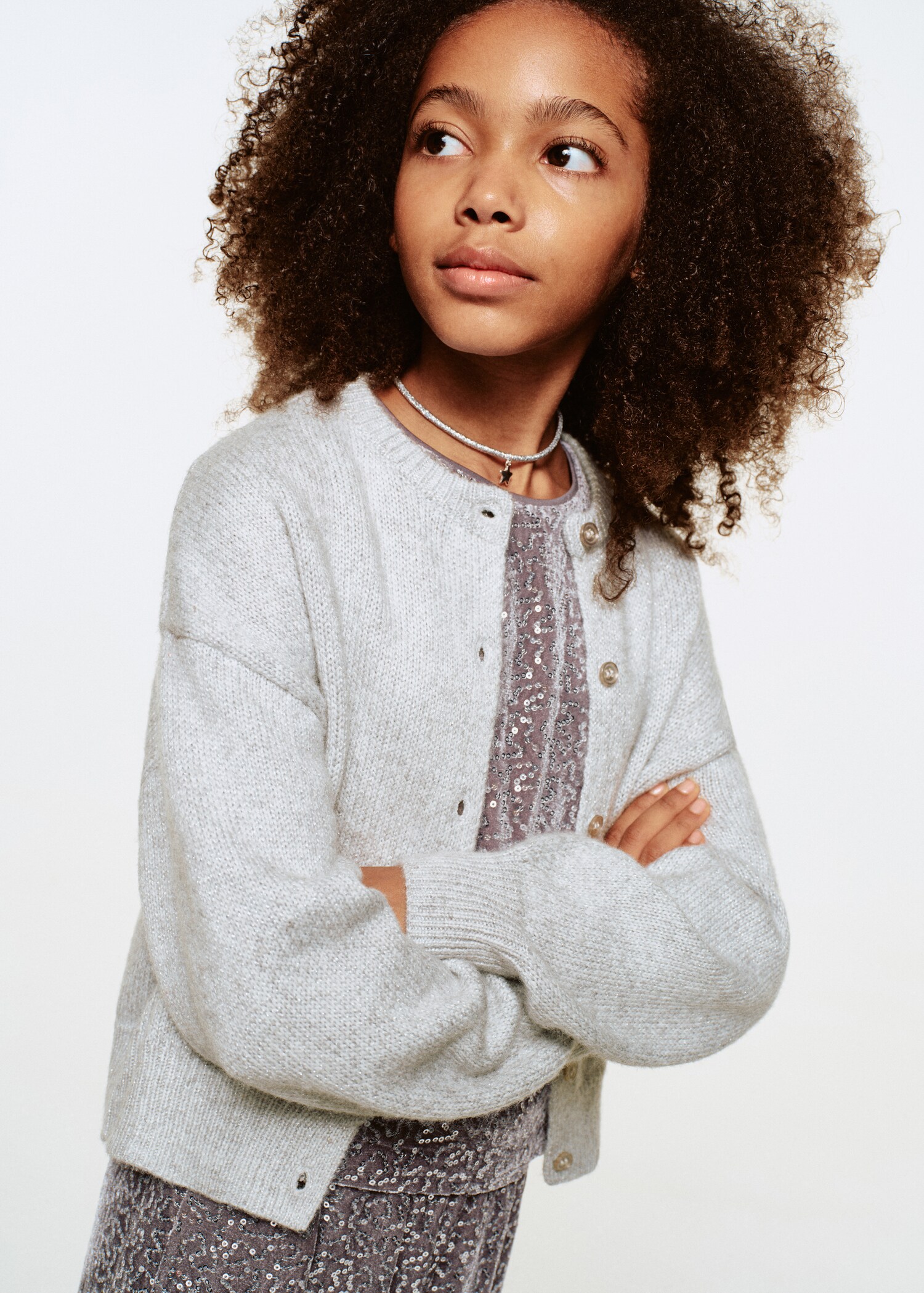 Knitted cardigan with shiny details - Medium plane