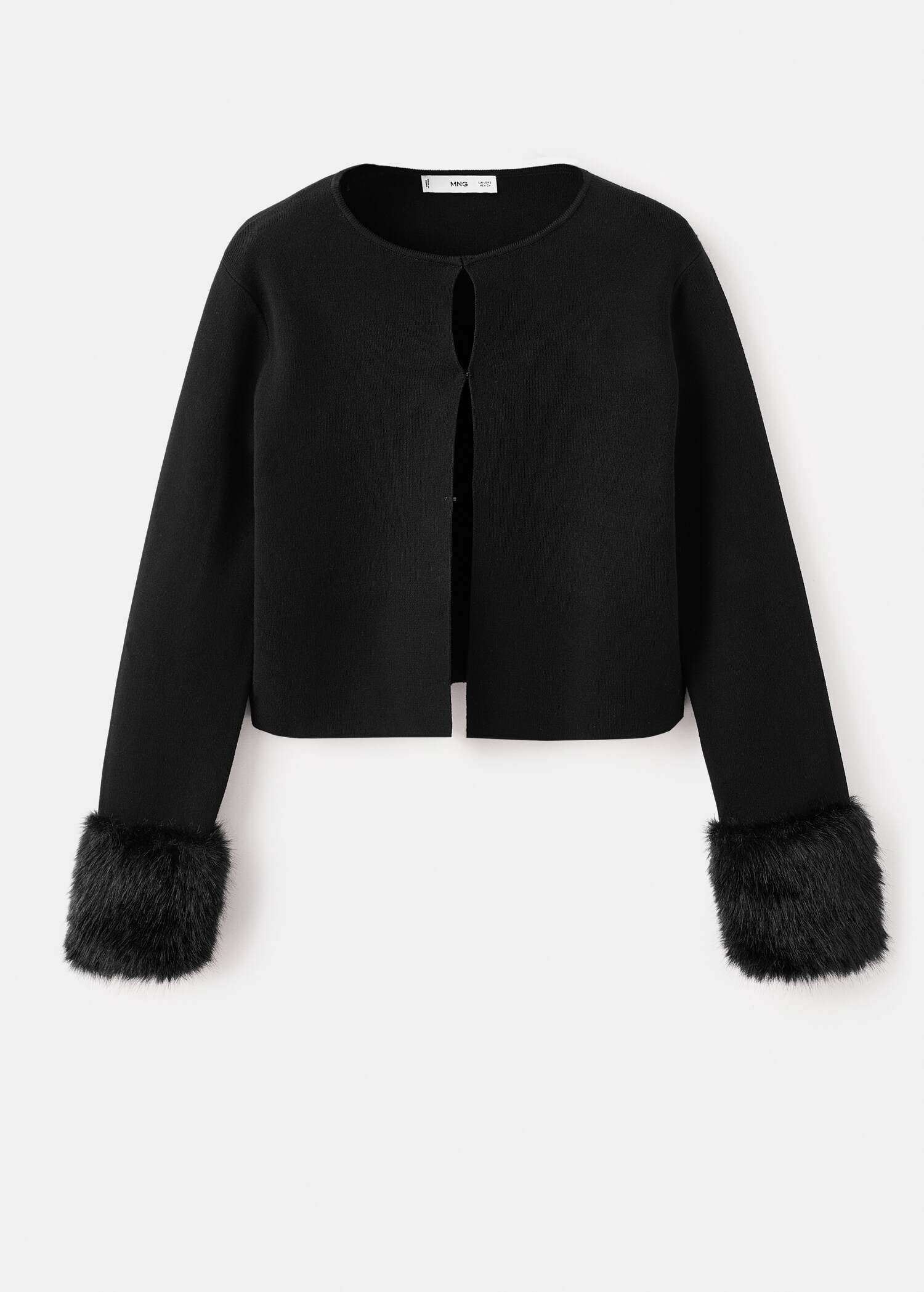 Cardigan with fur-effect cuffs - Article without model