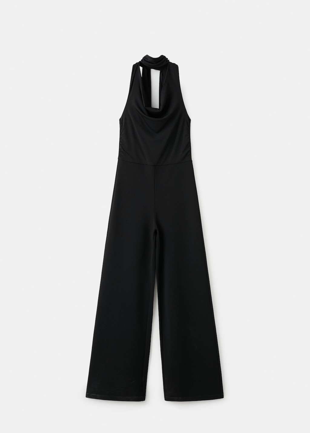 Halter-neck jumpsuit with scarf