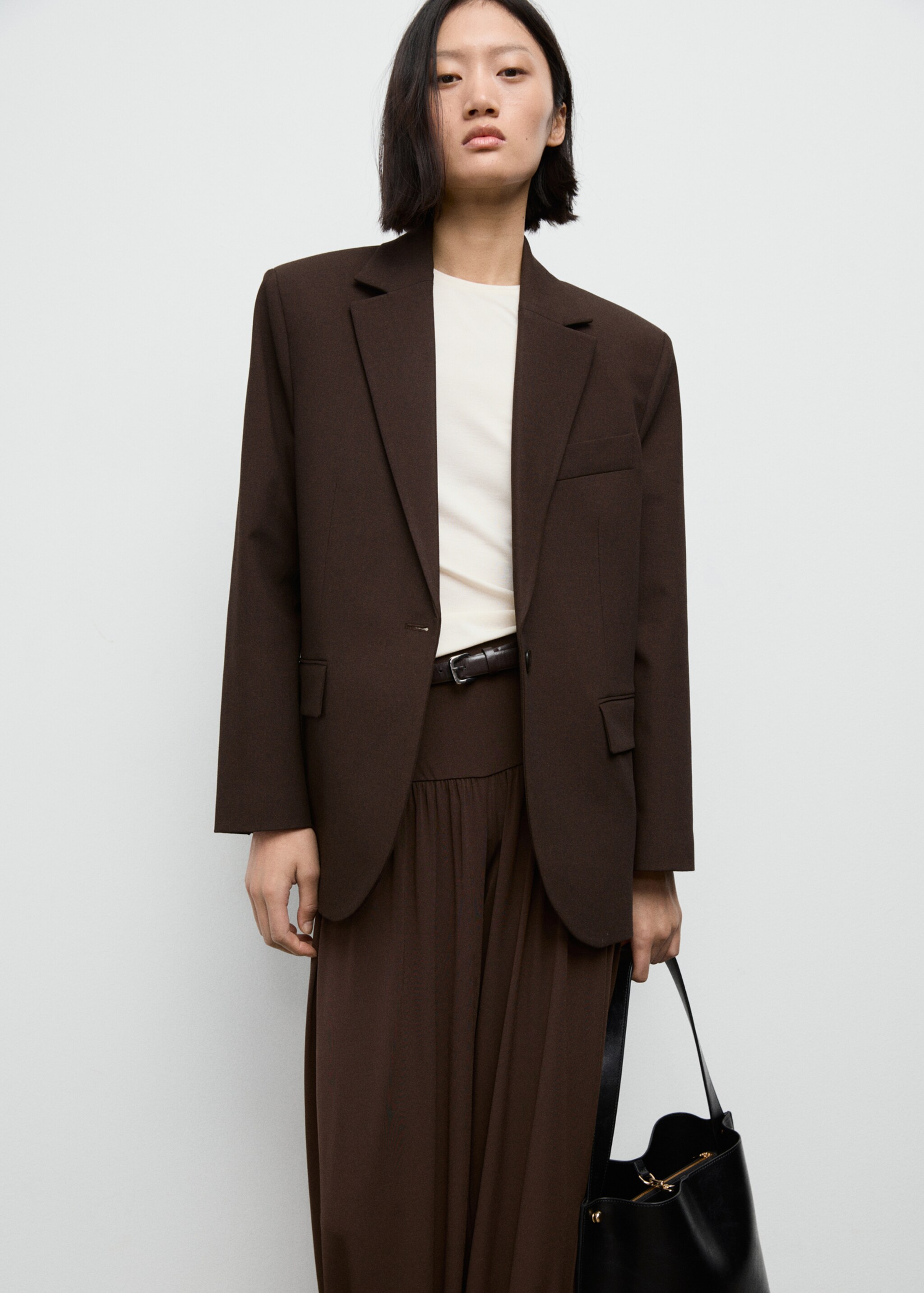 Straight-fit suit jacket - Medium plane, Chocolate. Ref: 17089111-00.
