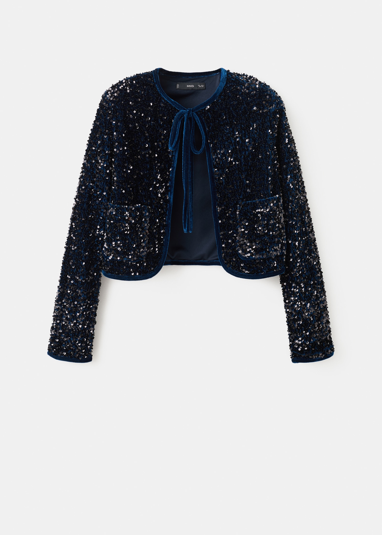 Velvet sequin jacket with bow - Main Image
