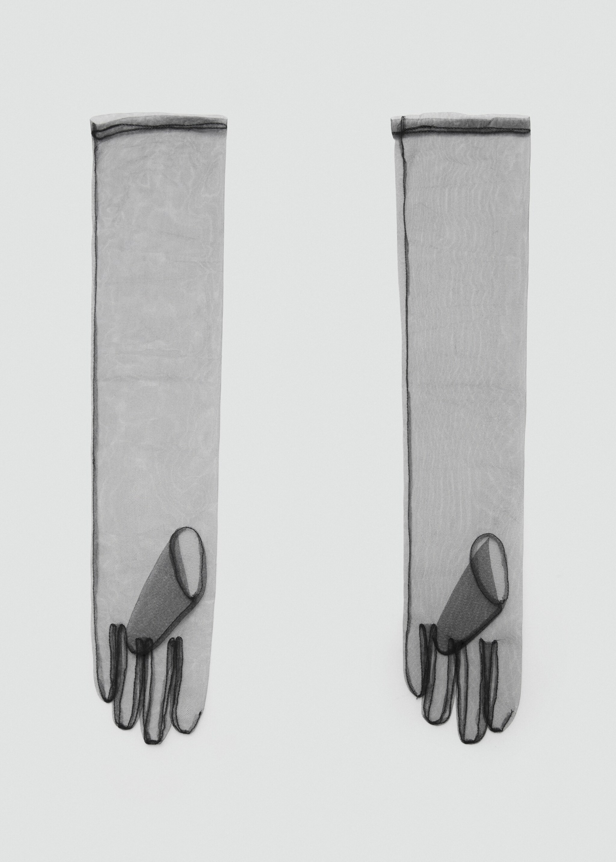 Long semi-transparent gloves - Article without model, Black. Ref: 17089114-00.
