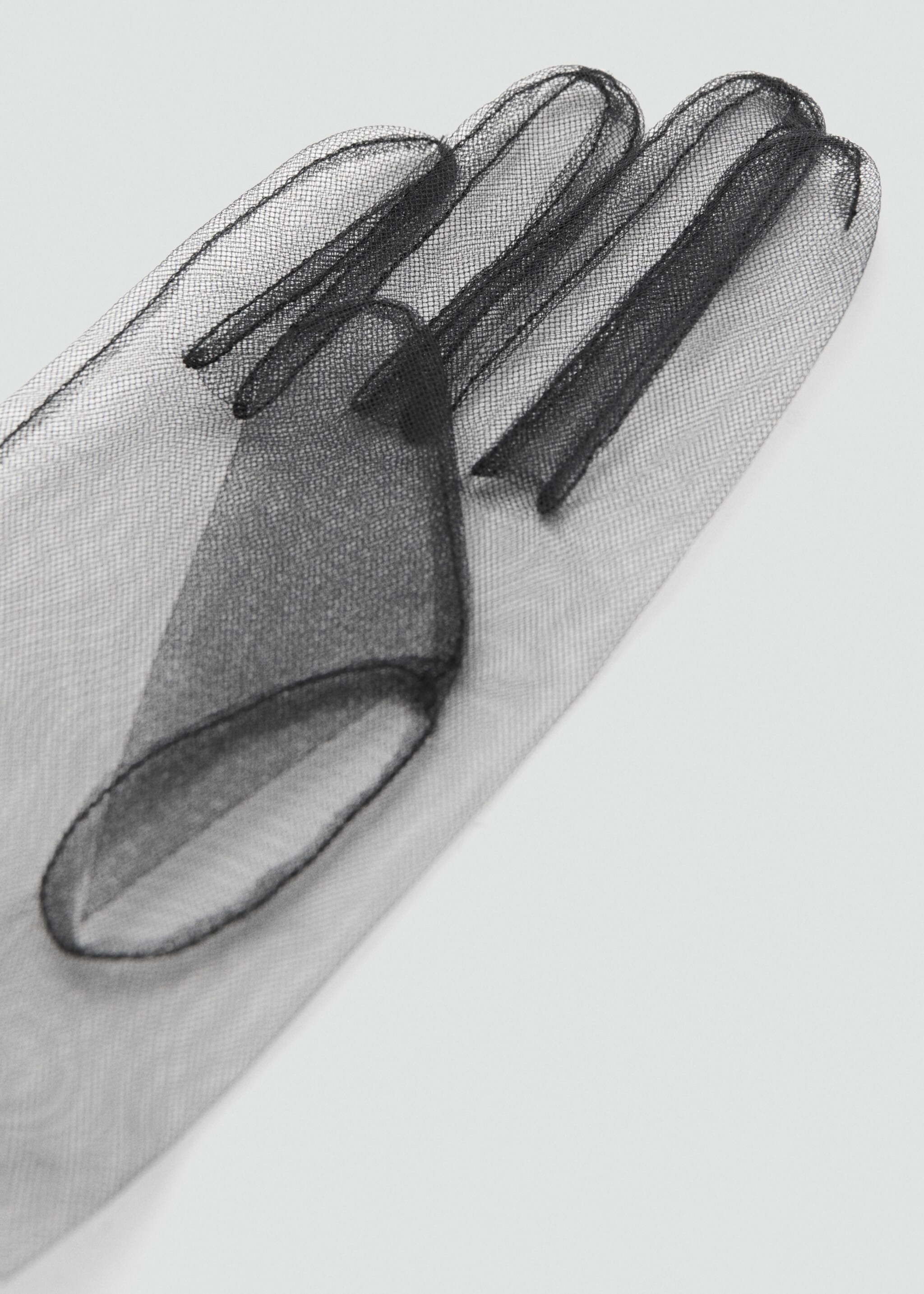 Long semi-transparent gloves - Details of the article 1, Black. Ref: 17089114-00.