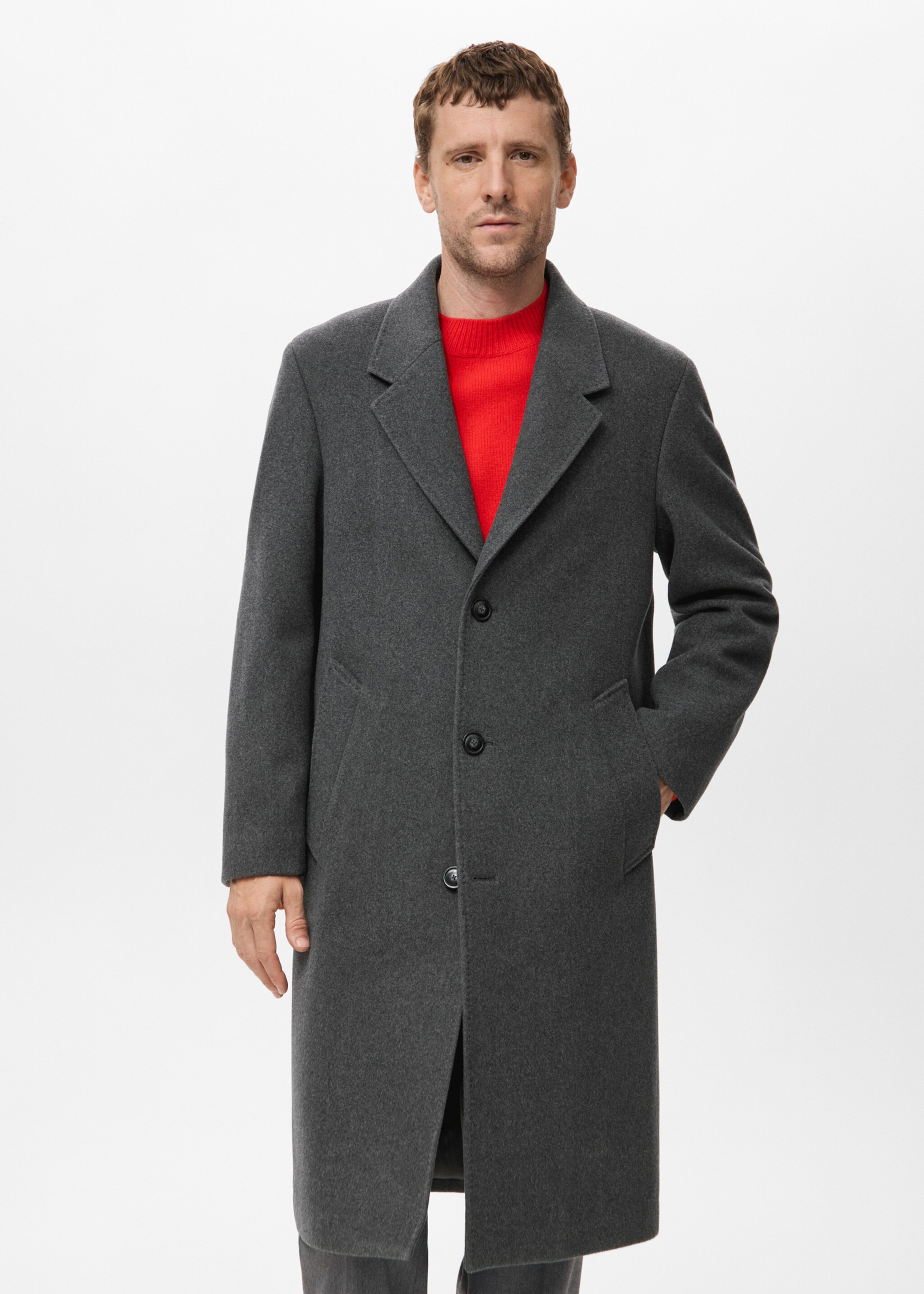 Long wool coat - Medium plane, Grey. Ref: 17089204-00.