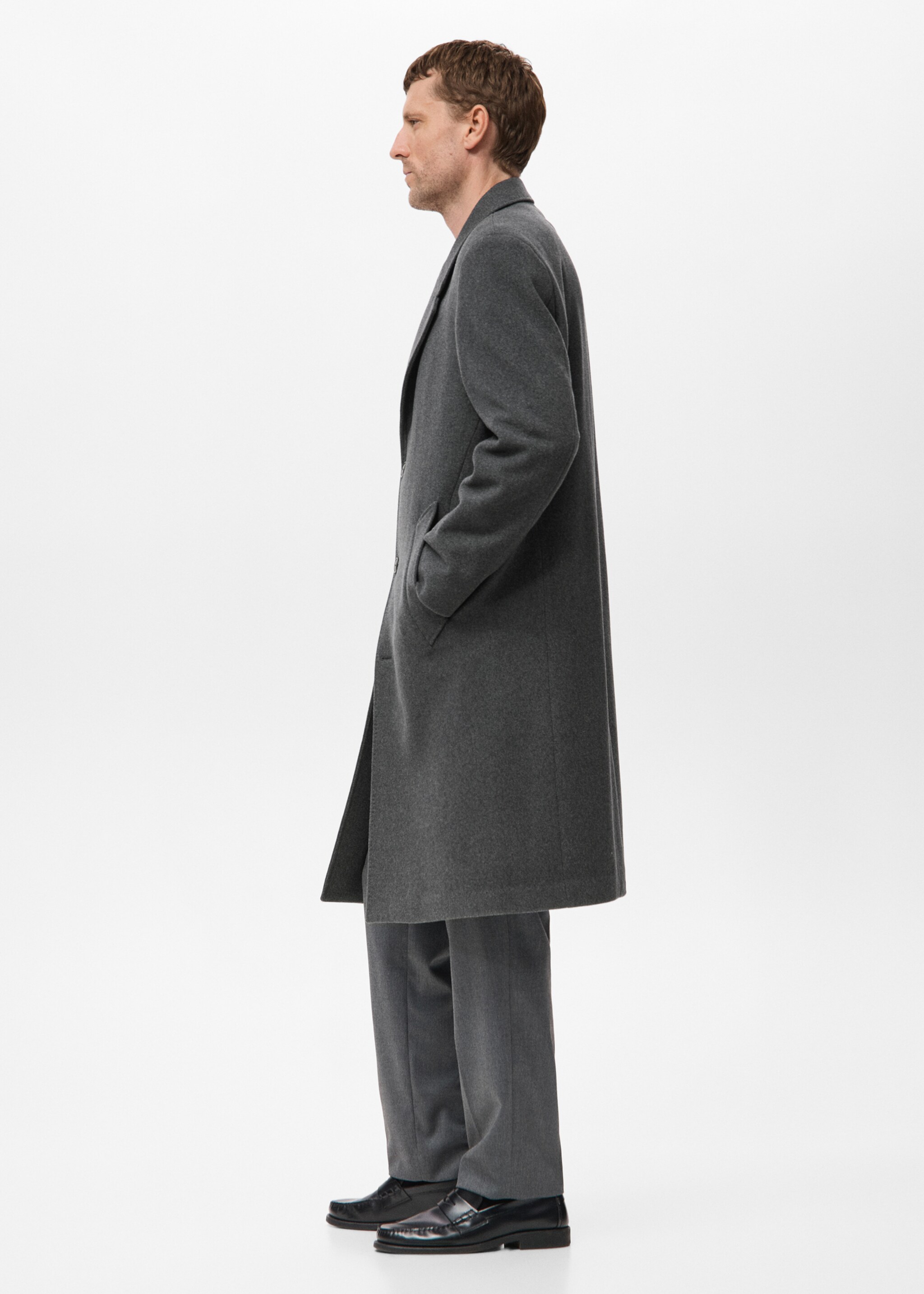 Long wool coat - Details of the article 2, Grey. Ref: 17089204-00.