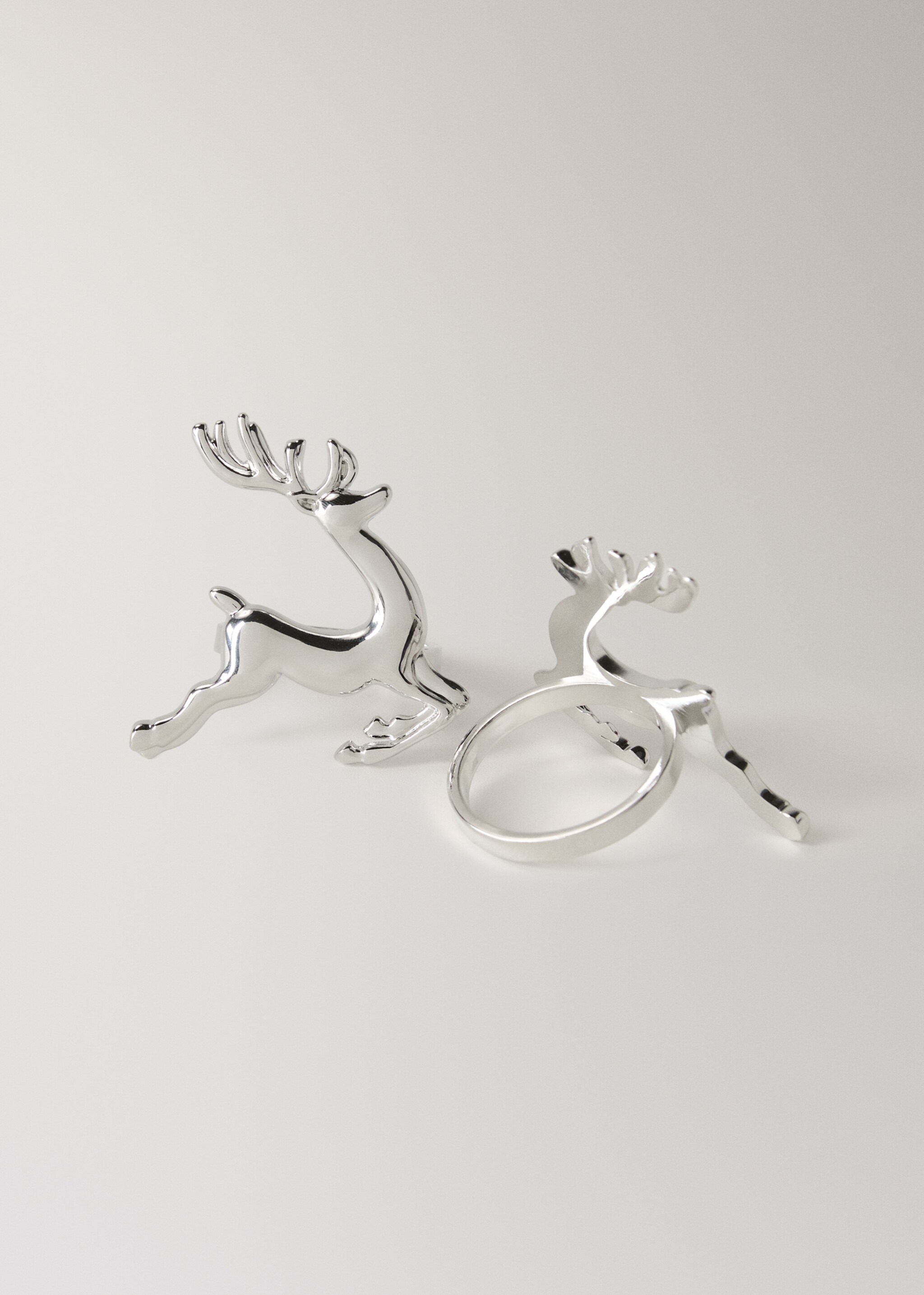 Stainless steel stag napkin holder - Details of the article 1, Silver. Ref: 17089205-00.