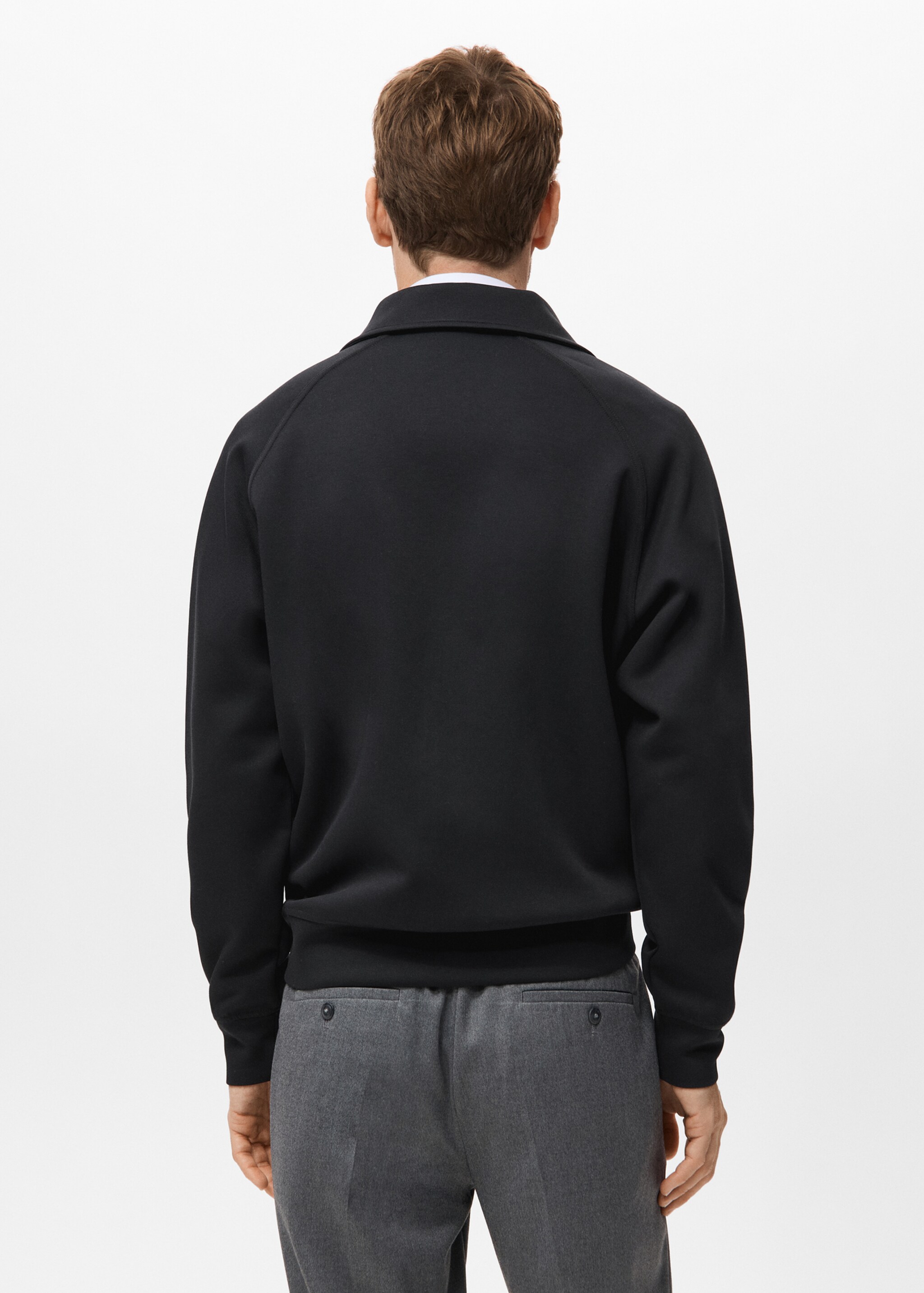 Sweat-shirt coton fermeture Éclair - Verso de l’article, Noir. Ref: 17089206-00.