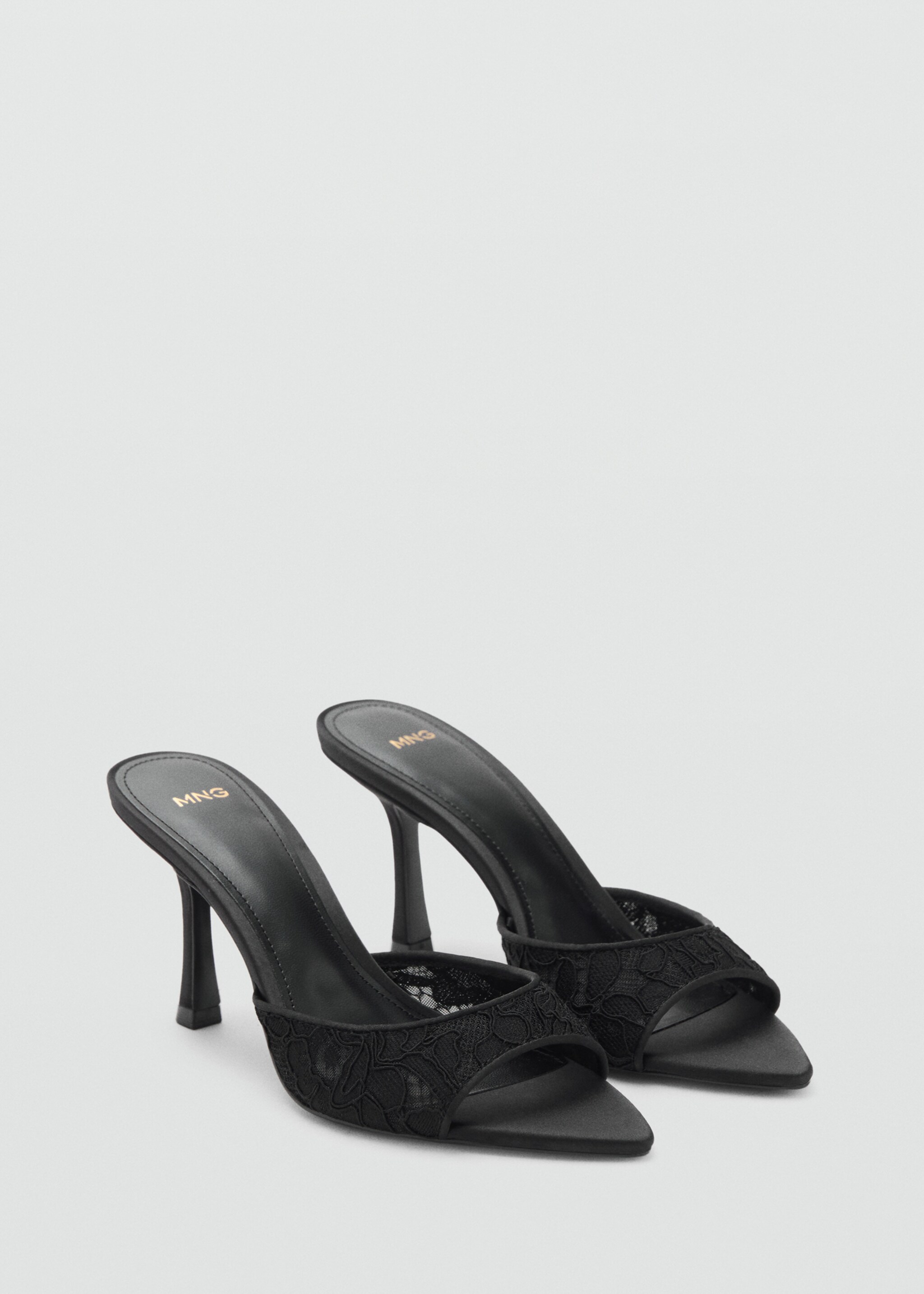 Lace heeled sandals - Medium plane, Black. Ref: 17089207-00.