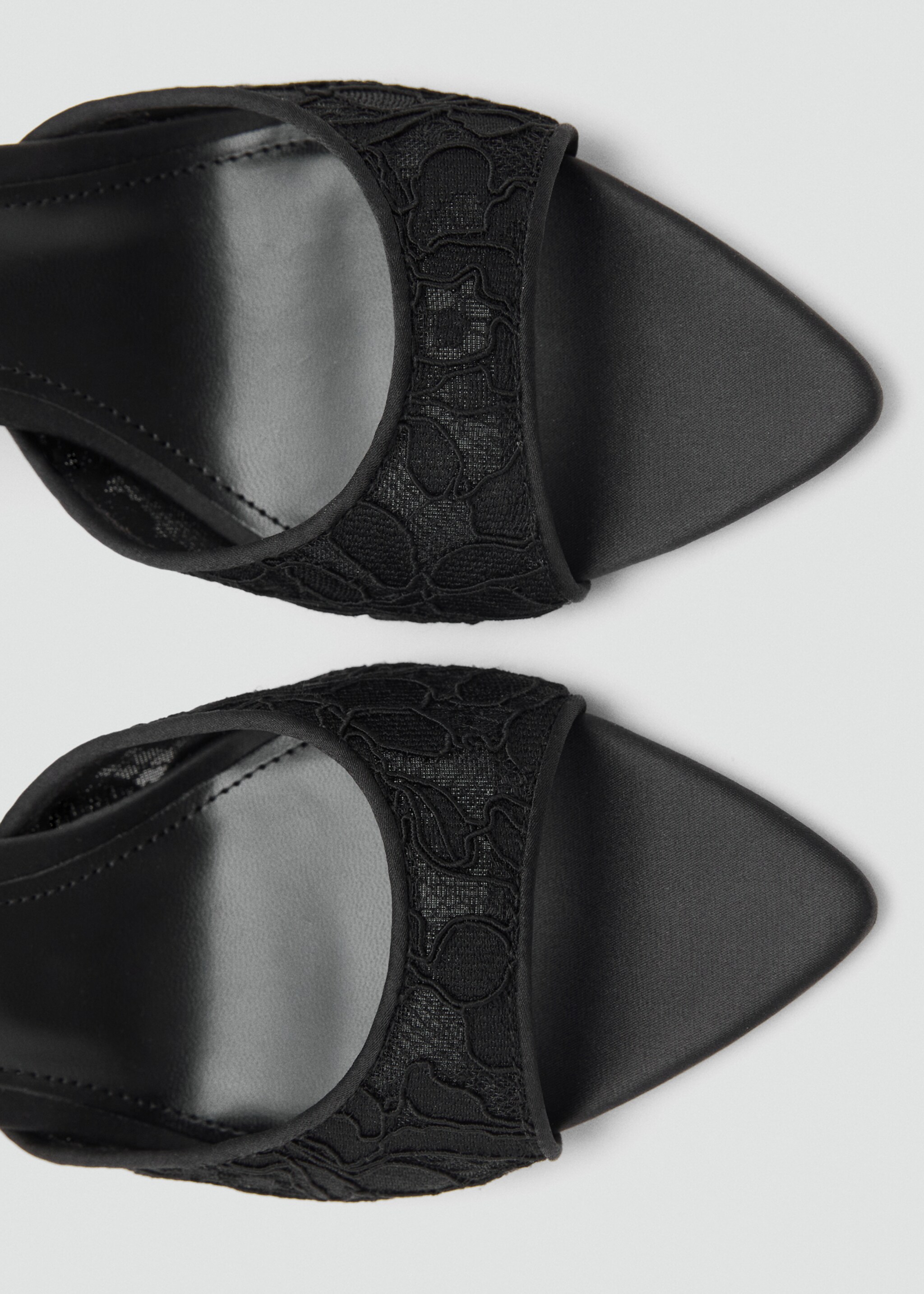 Lace heeled sandals - Details of the article 2, Black. Ref: 17089207-00.