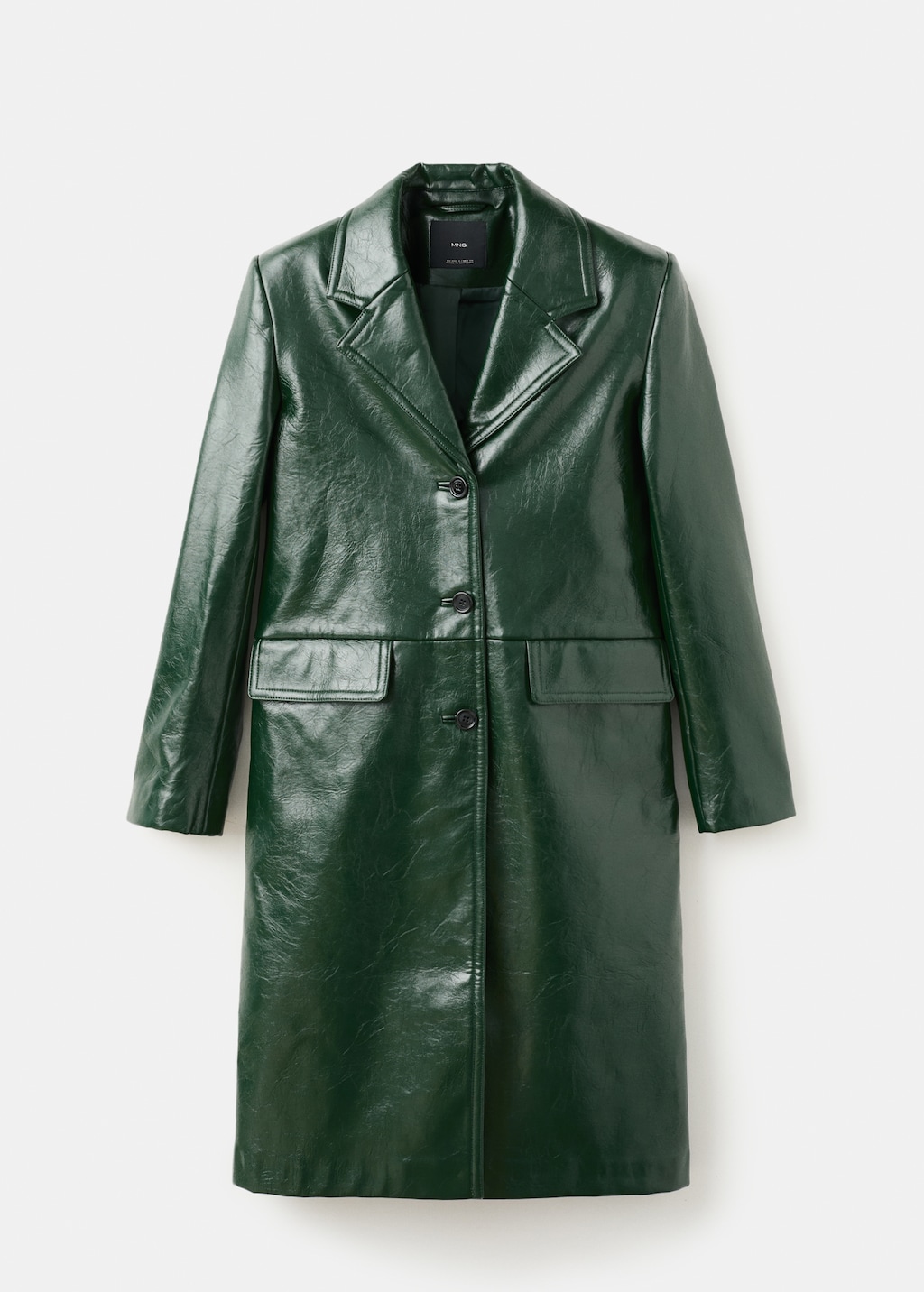 Long faux-leather coat