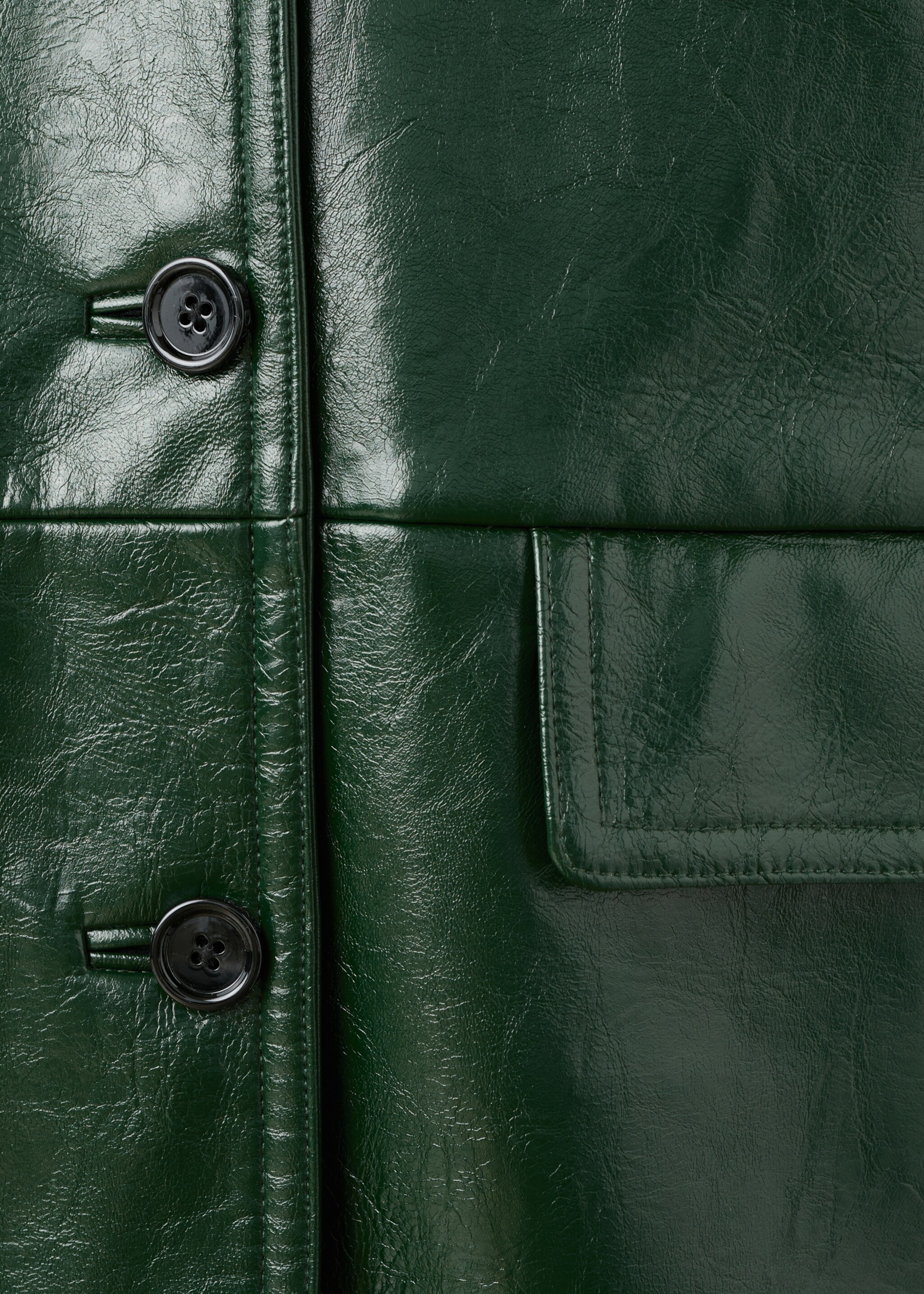 Long faux leather effect coat - Details of the article 0, Green. Ref: 17089210-00.
